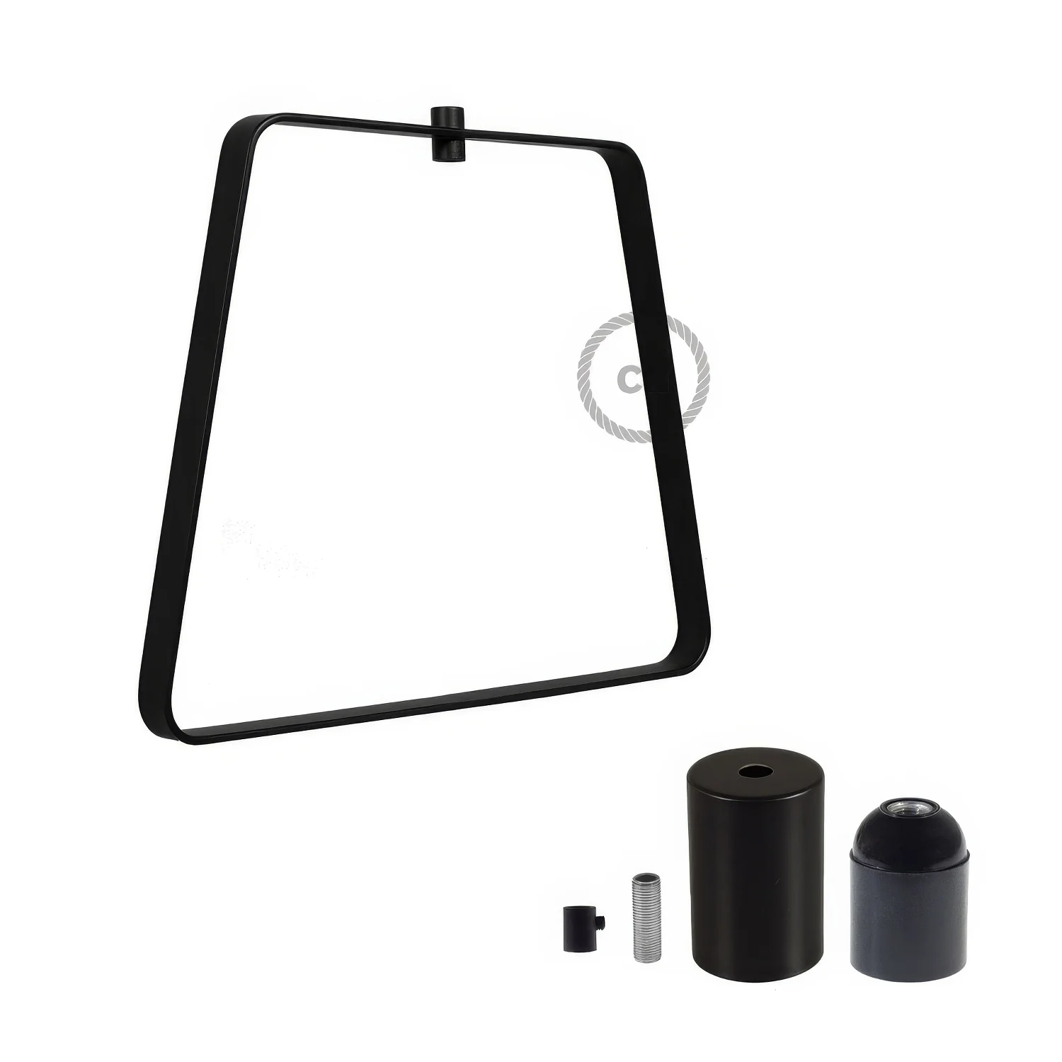 Metal Duedì Base lampshade with metal socket cover and E26 socket – Black - Image 3