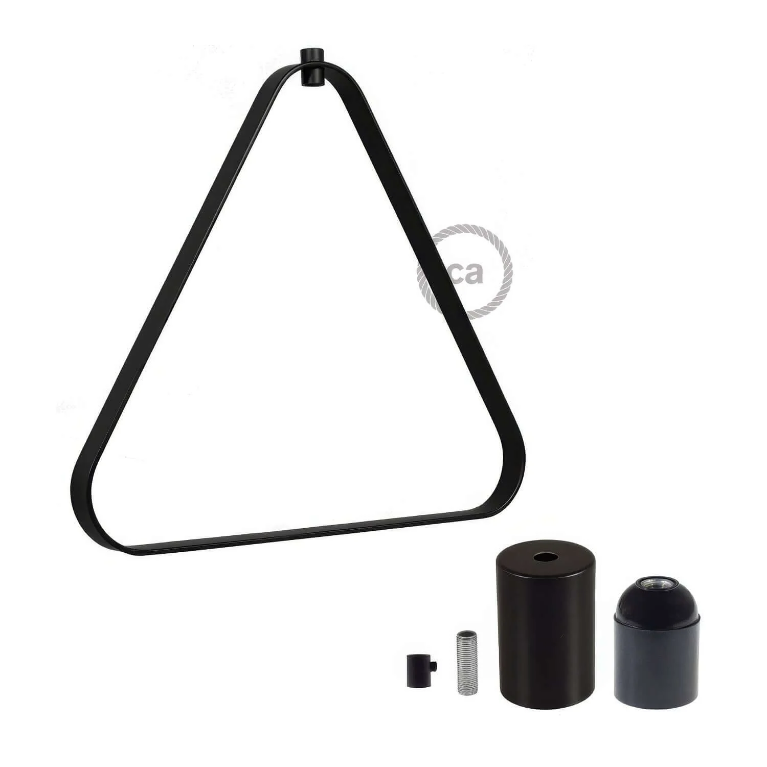 Duedì Apex metal lampshade with metal lamp holder cover and E27 lamp holder - Black - Image 3