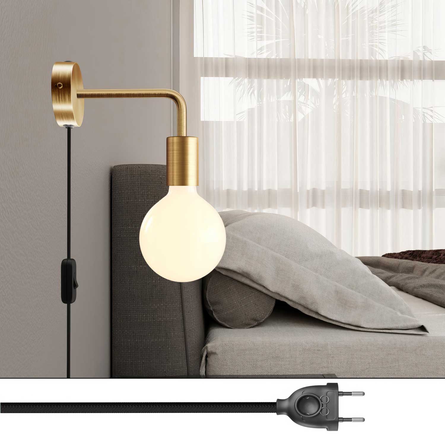 Spostaluce metal lamp with curved extension - Satin bronze - Image 2