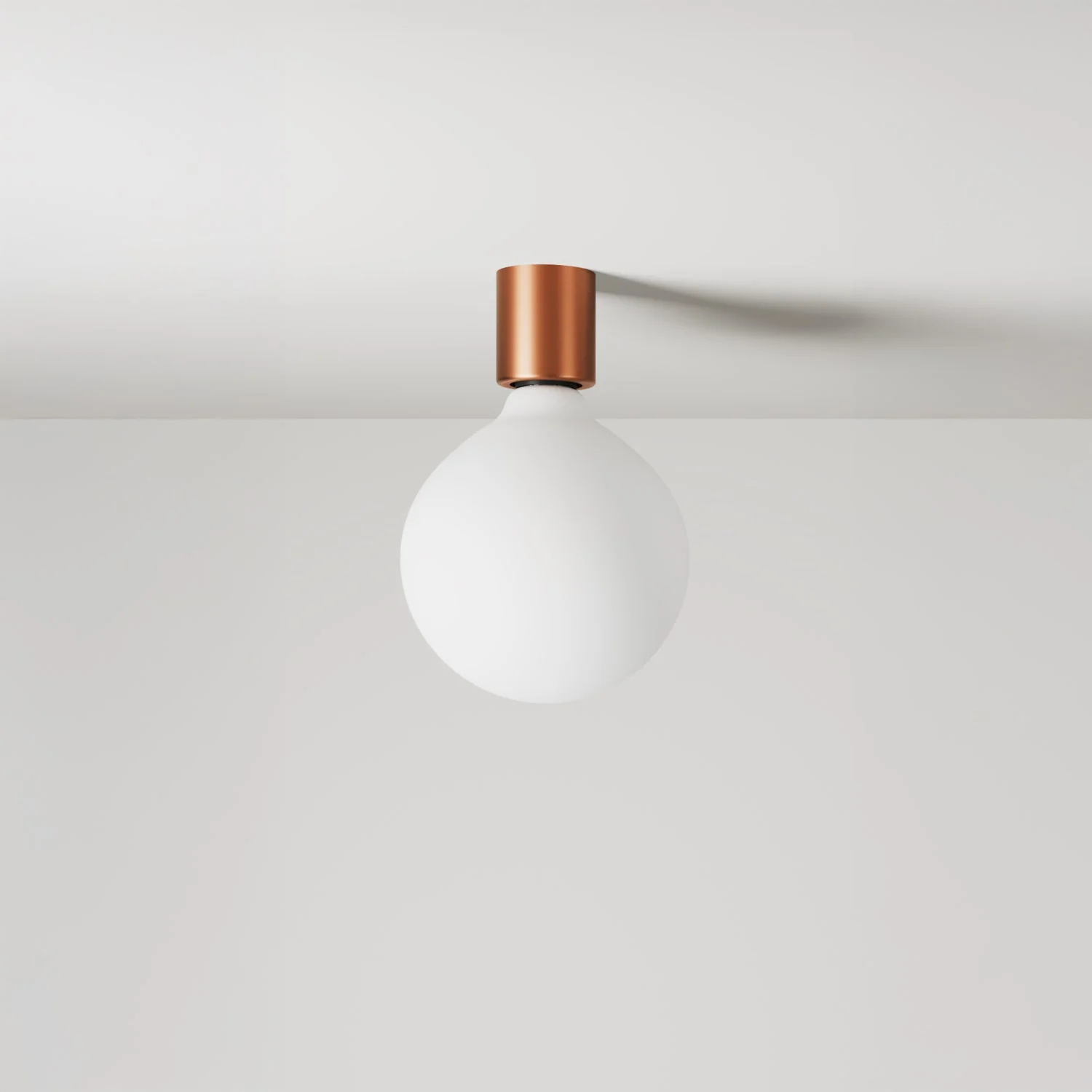 Metal wall light with globe light bulb porcelain effect - Satin copper - Image 4