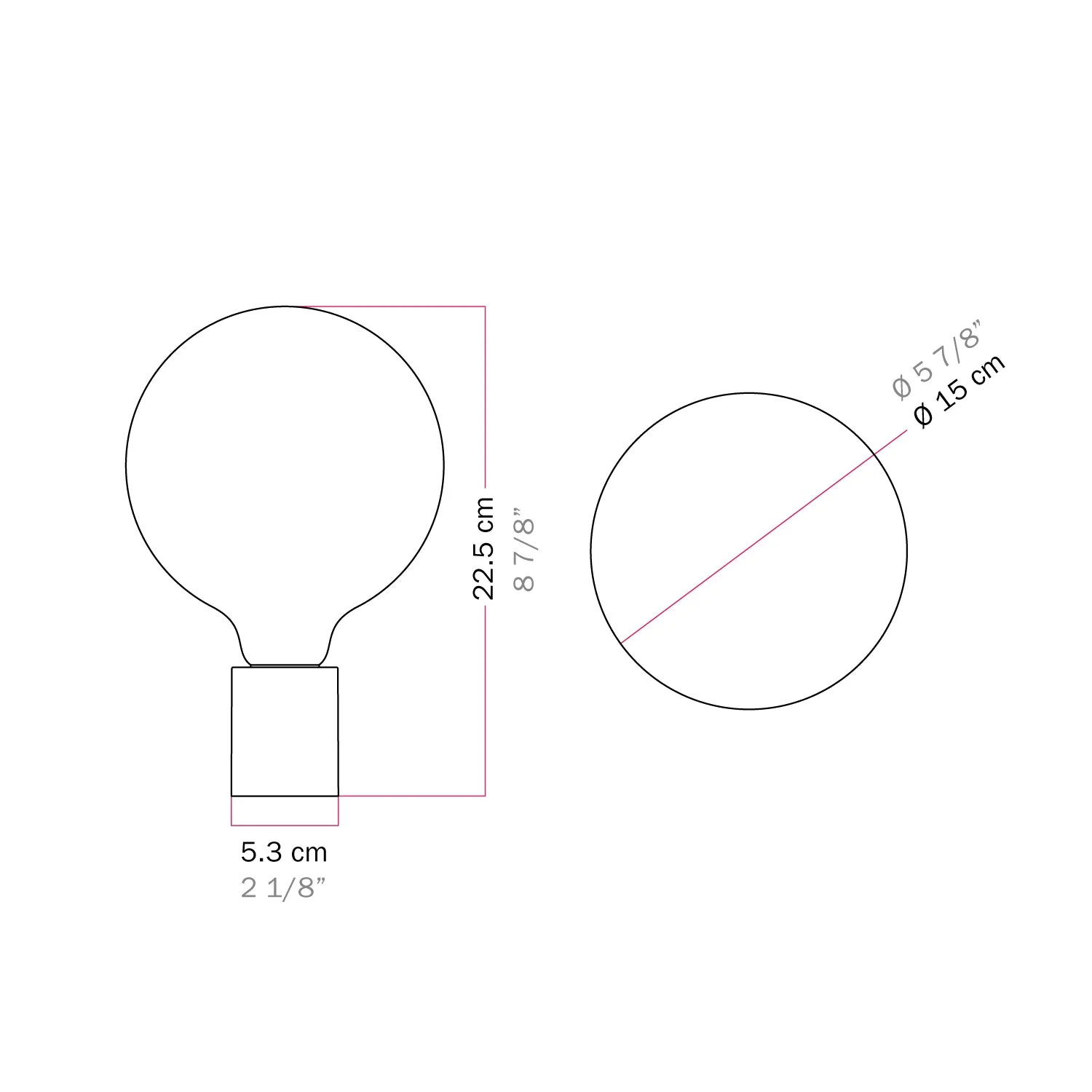 Metal wall light with globe light bulb porcelain effect - Satin copper - Image 6