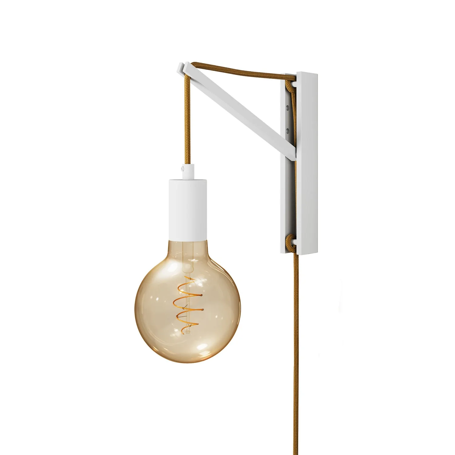 Metal wall light with two-pole plug - White