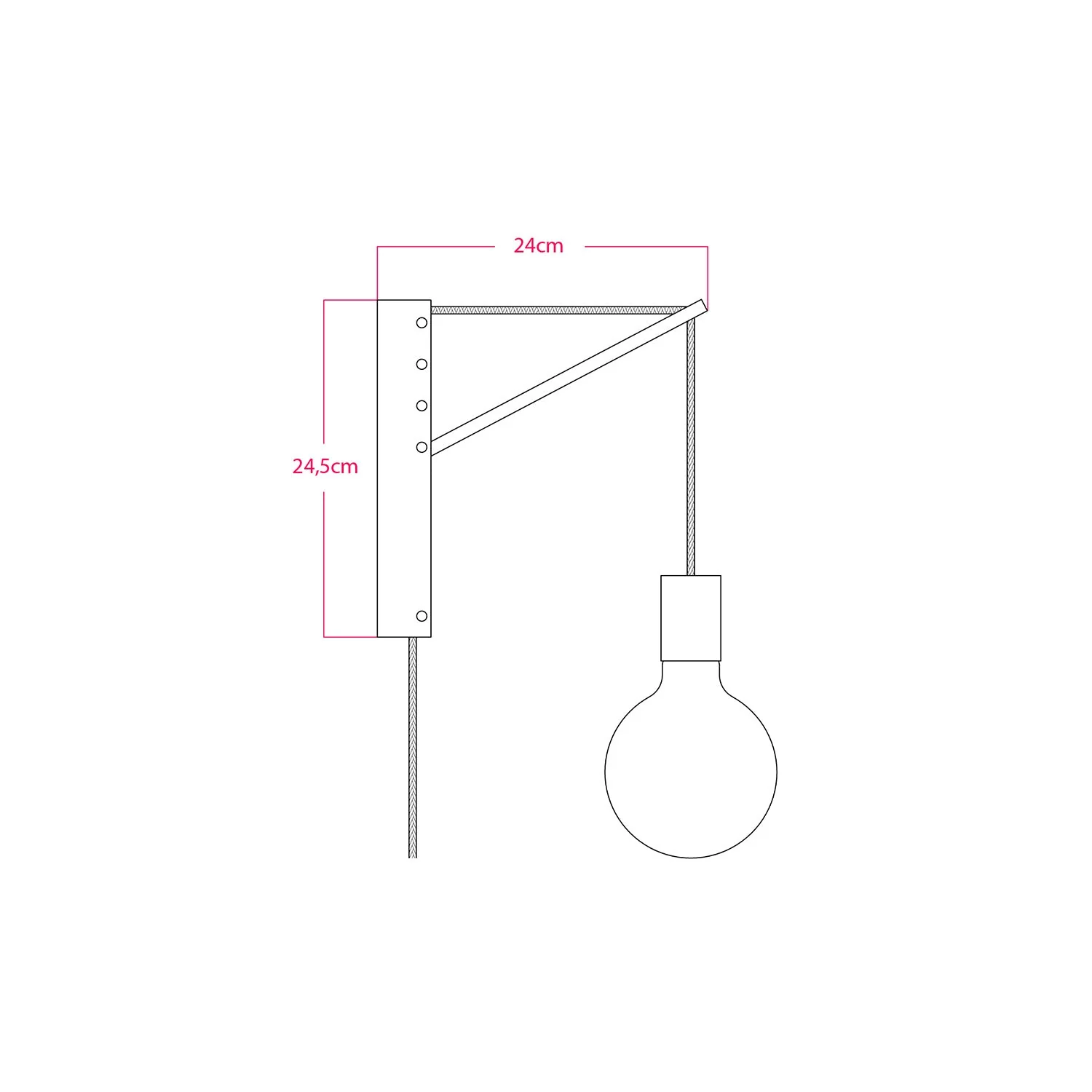 Metal wall light with two-pole plug - White - Image 5