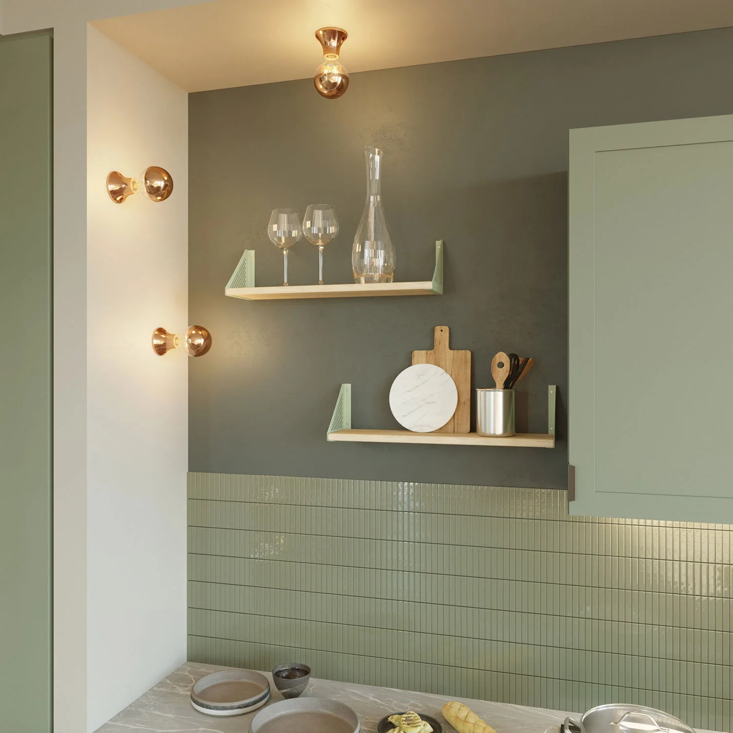 Metallic E27 lamp holder for wall or ceiling - Copper - Image 3