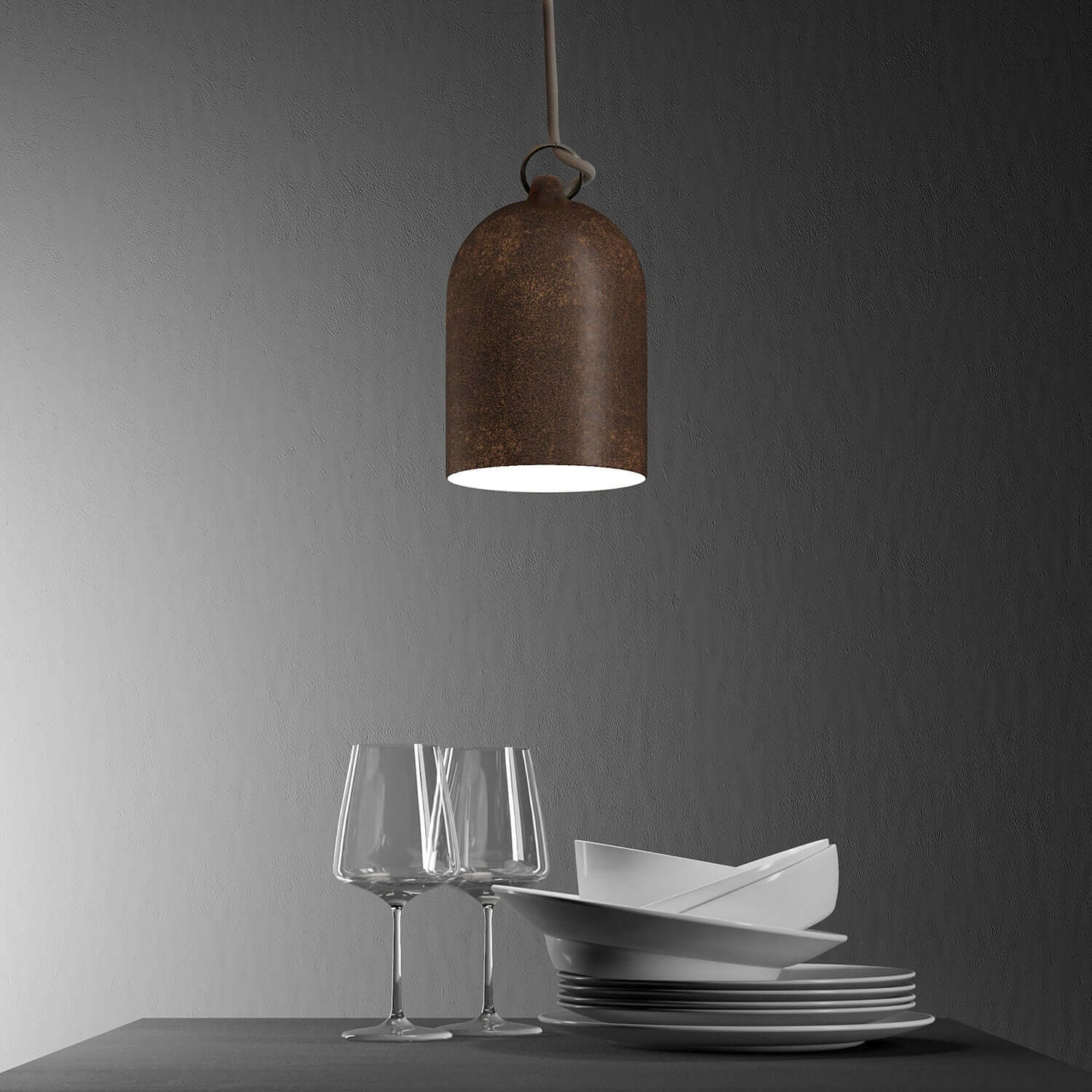 Campana Mini, XS ceramic lampshade for pendant - Made in Italy - Corten effect - Image 3