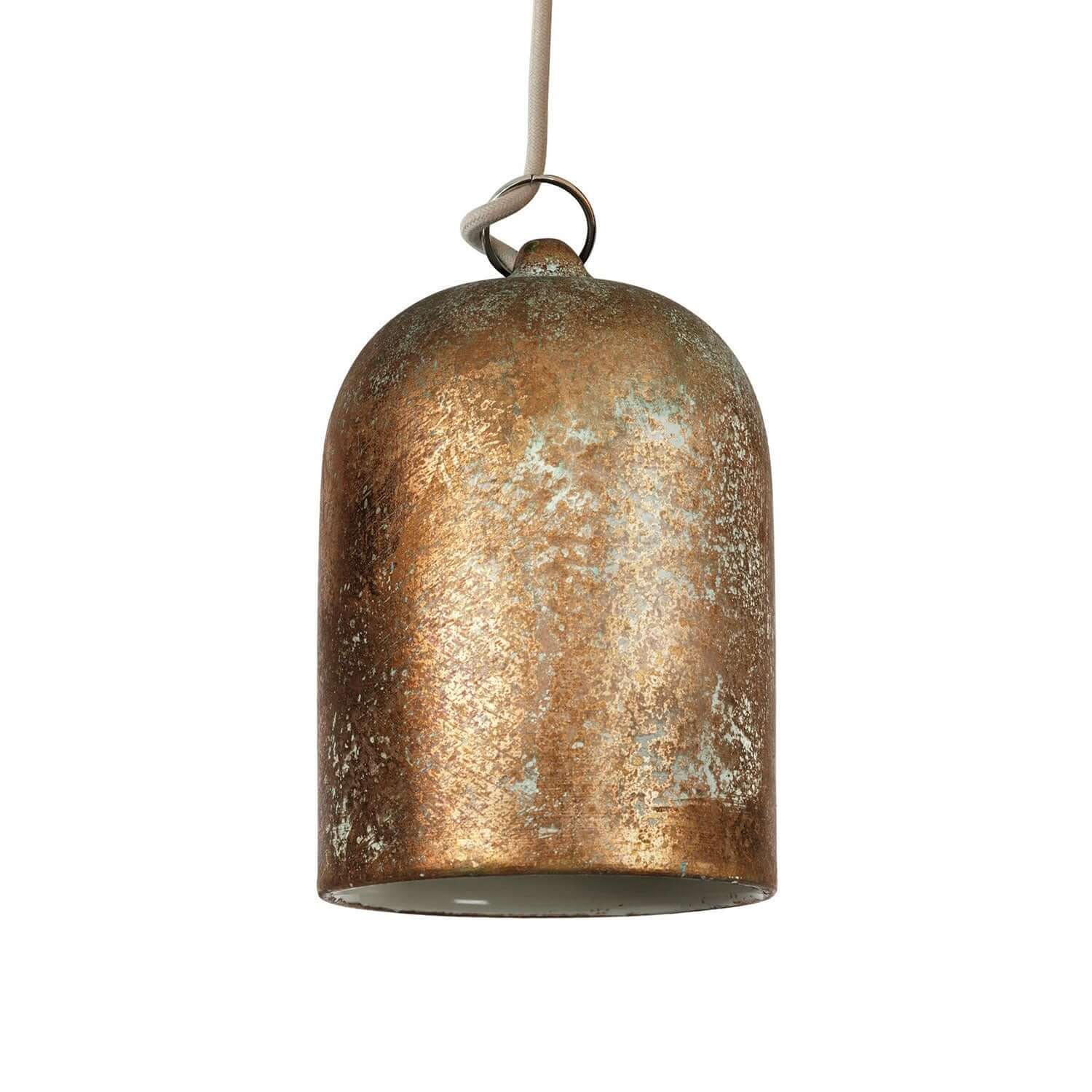 Campana Mini, XS ceramic lampshade for pendant light - Made in Italy - Green copper effect