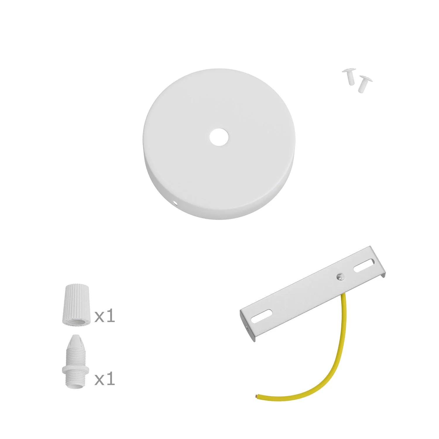 Mini cylindrical metal ceiling rose kit with 1 central hole - Matt white - Image 3