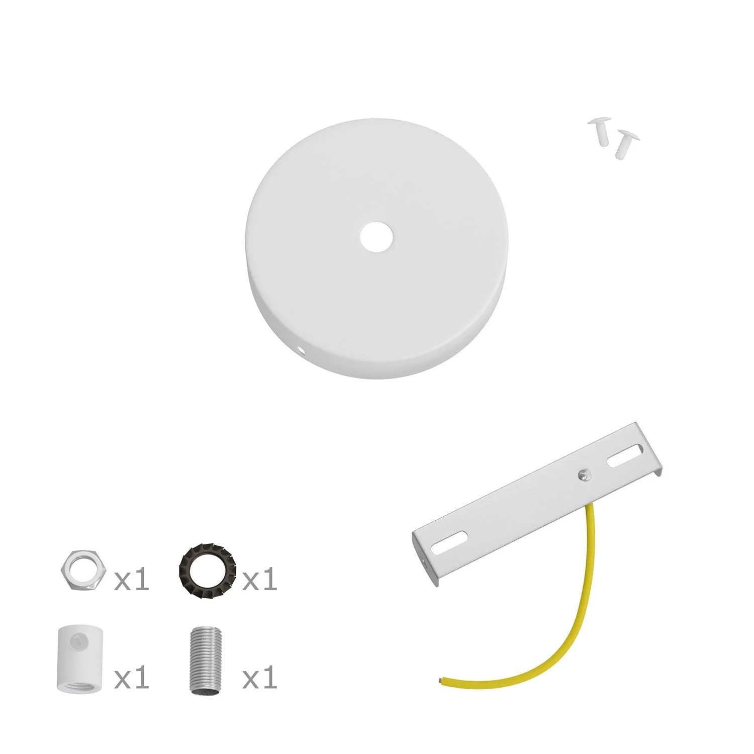 Mini cylindrical metal ceiling rose kit with 1 central hole - Matt white - Image 7