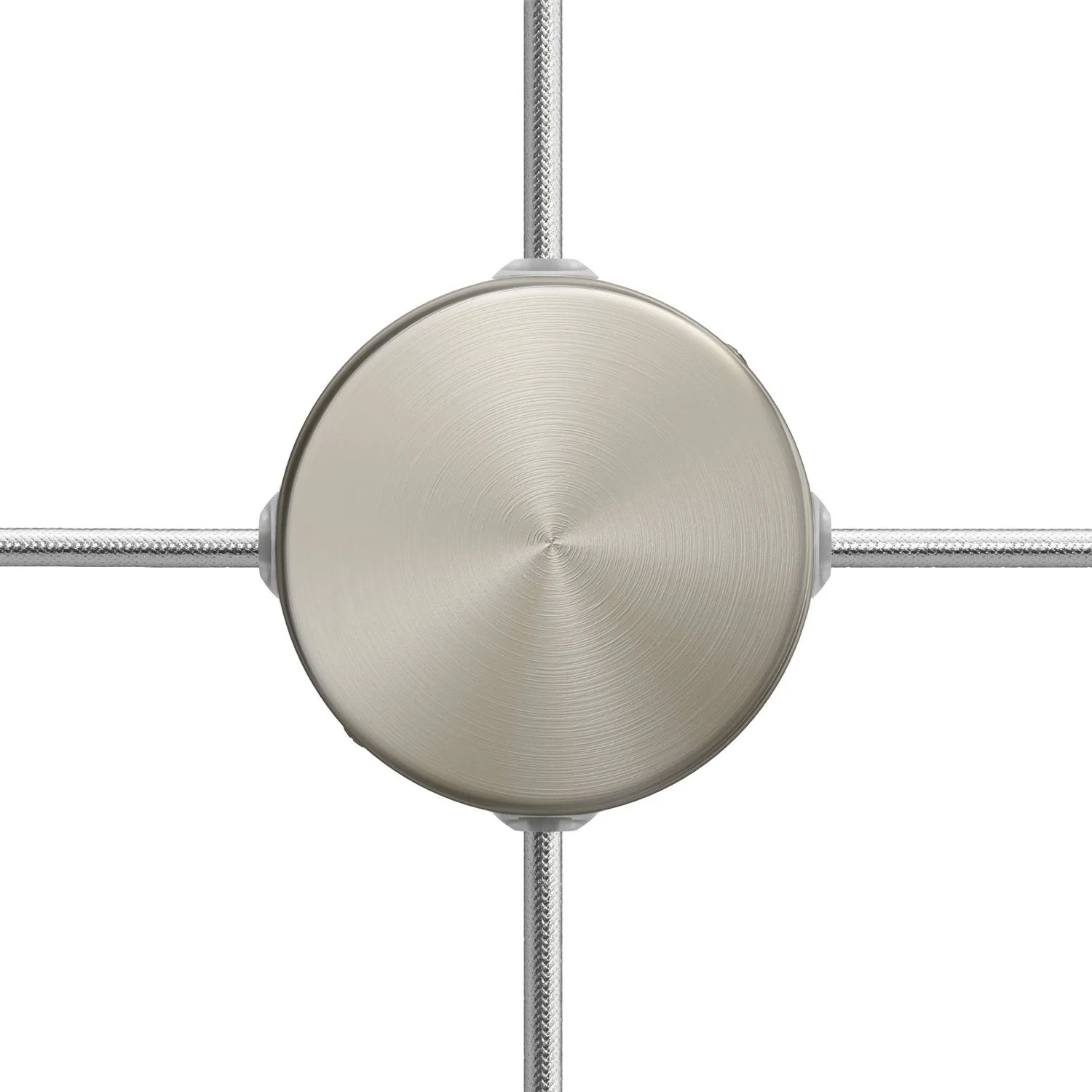 Mini cylindrical ceiling rose kit in metal with 4 side holes (junction box) - Satin titanium