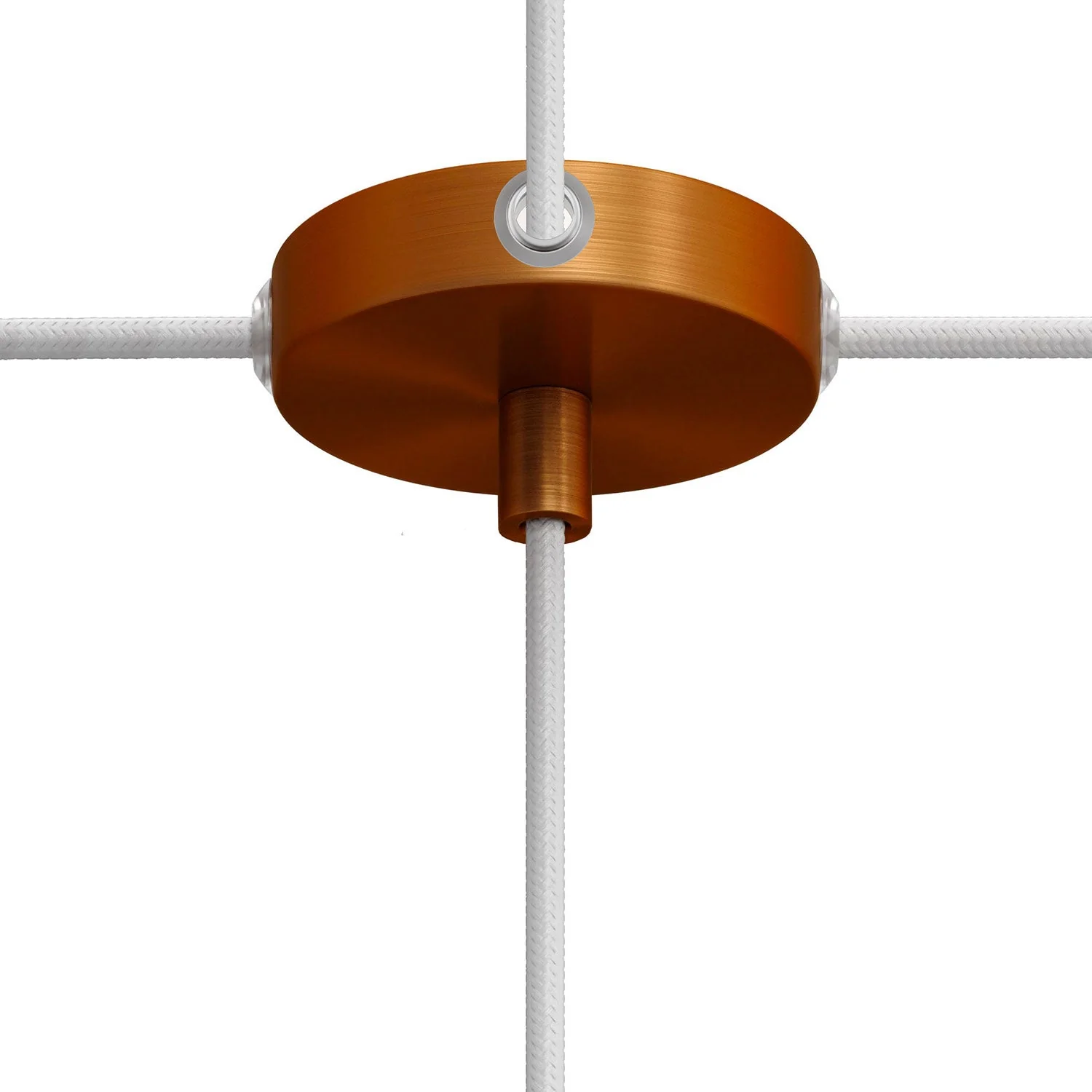 Mini cylindrical ceiling rose kit in metal with 1 central hole and 4 side holes - Satin copper - Image 4