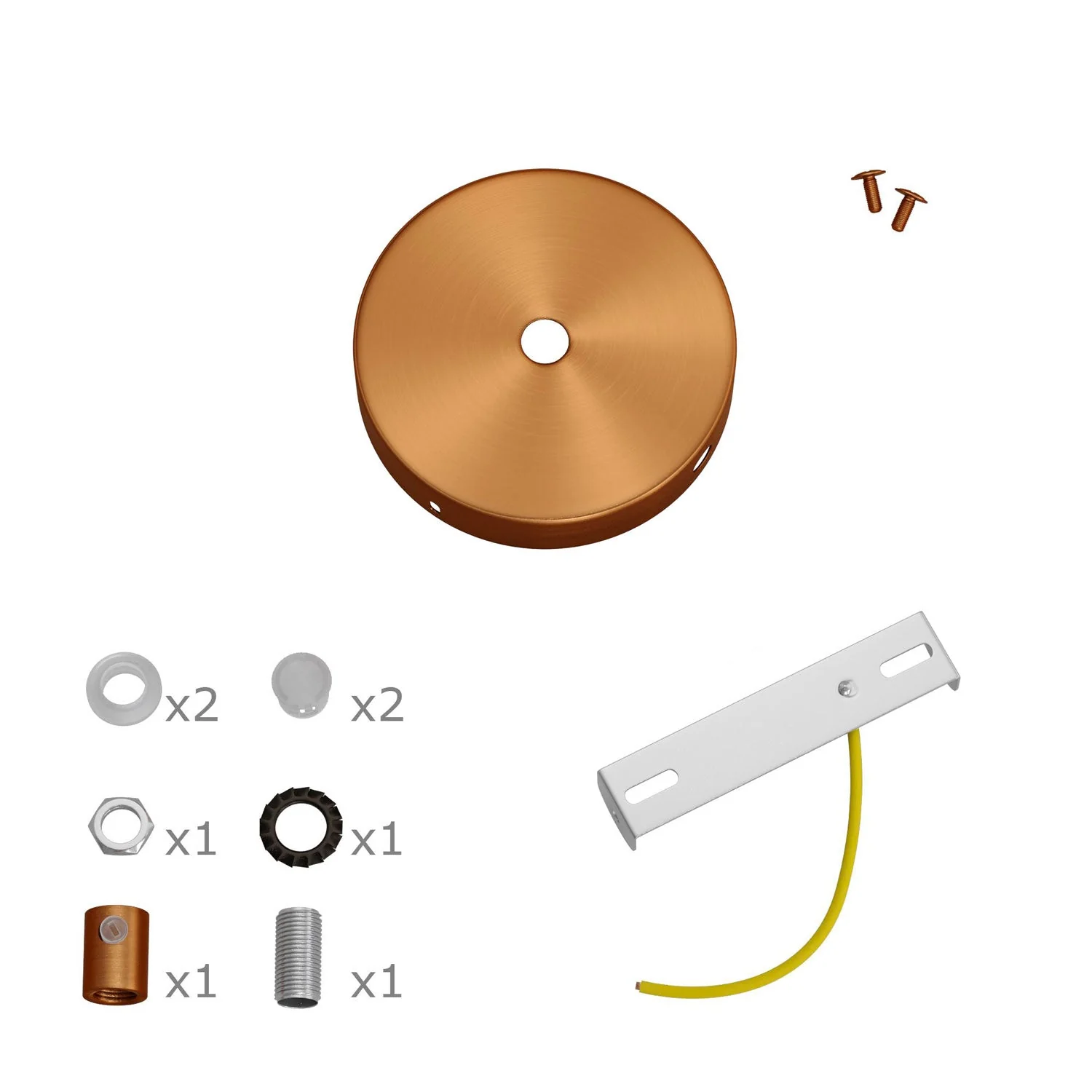Mini cylindrical ceiling rose kit in metal with 1 central hole and 4 side holes - Satin copper - Image 6