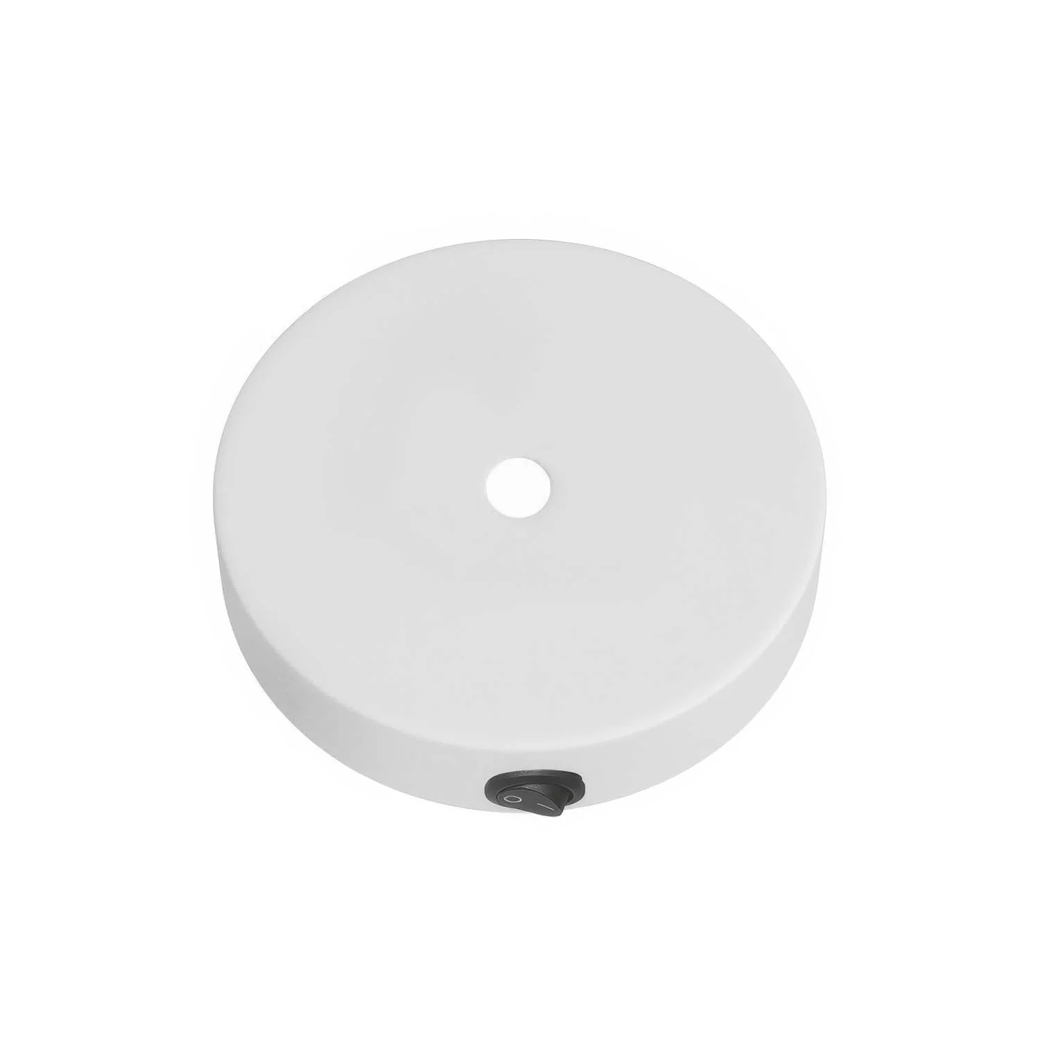 Mini cylindrical metal ceiling rose kit with switch - Matt white - Image 2