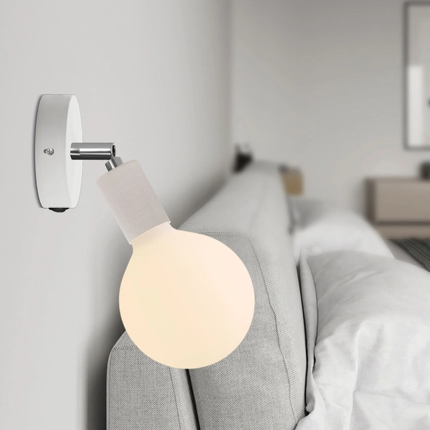 Mini cylindrical metal ceiling rose kit with switch - Matt white - Image 4