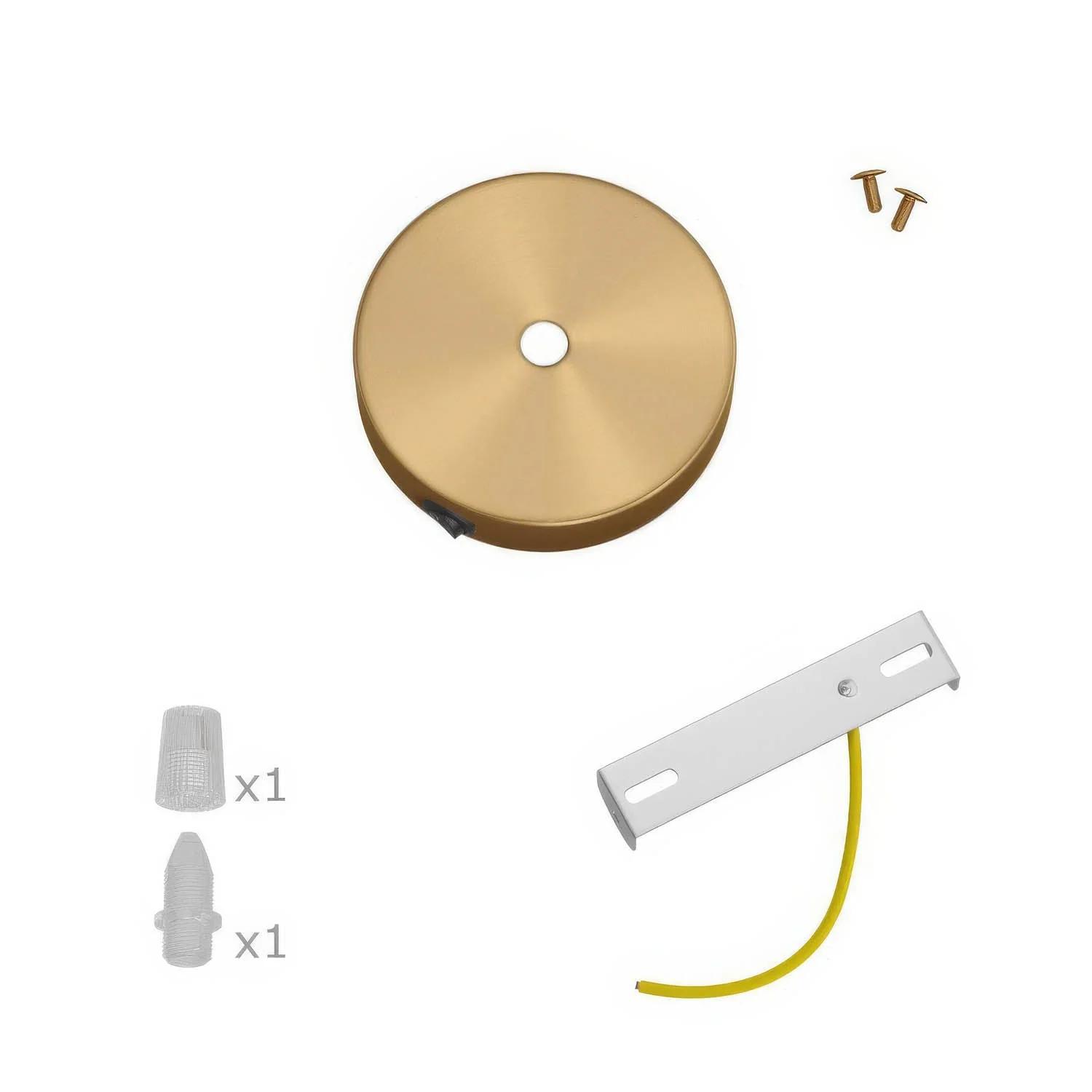 Mini cylindrical ceiling rose kit in metal with switch - Satin bronze - Image 3