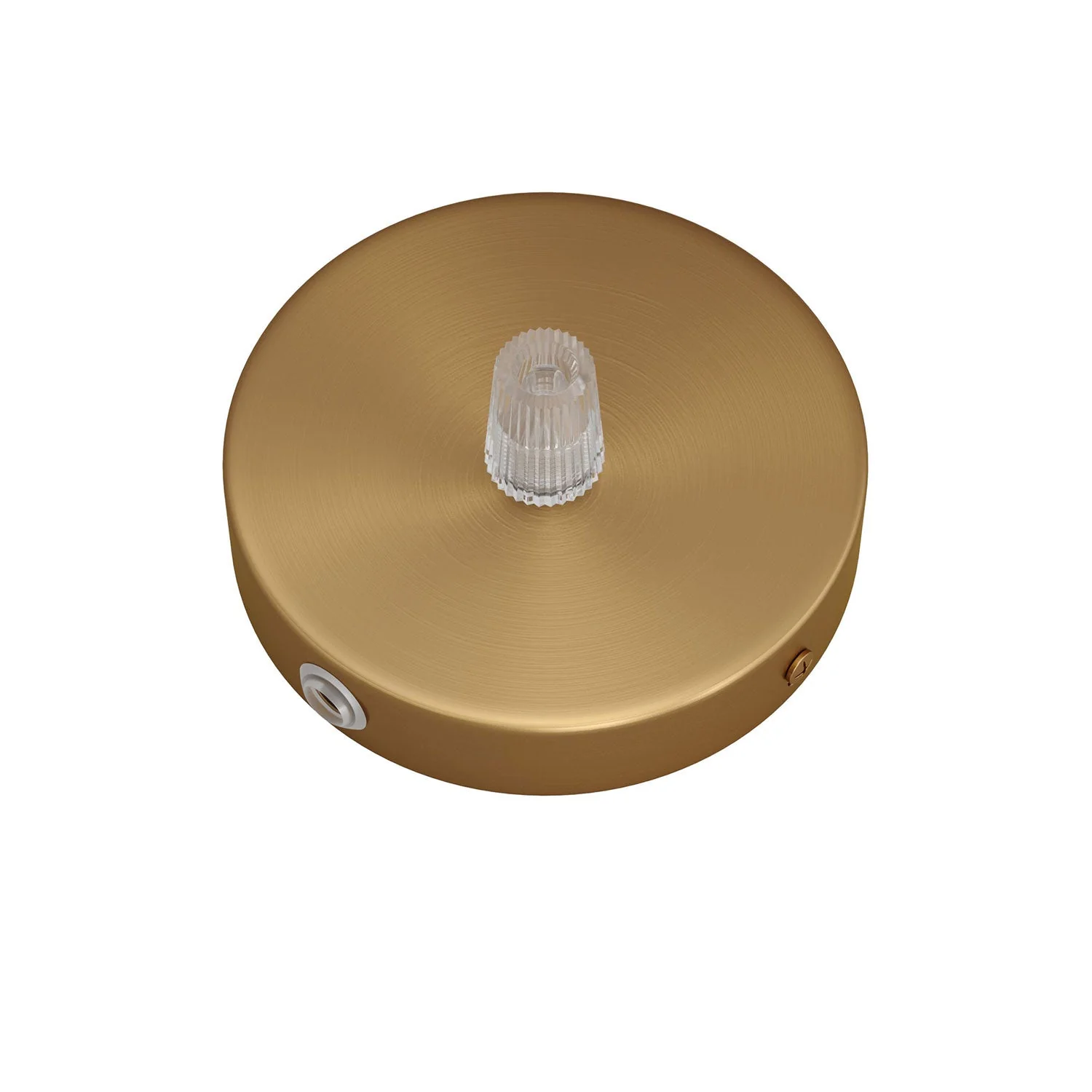 Mini cylindrical ceiling rose kit in metal with 1 central hole and 2 lateral holes - Satin bronze - Image 2