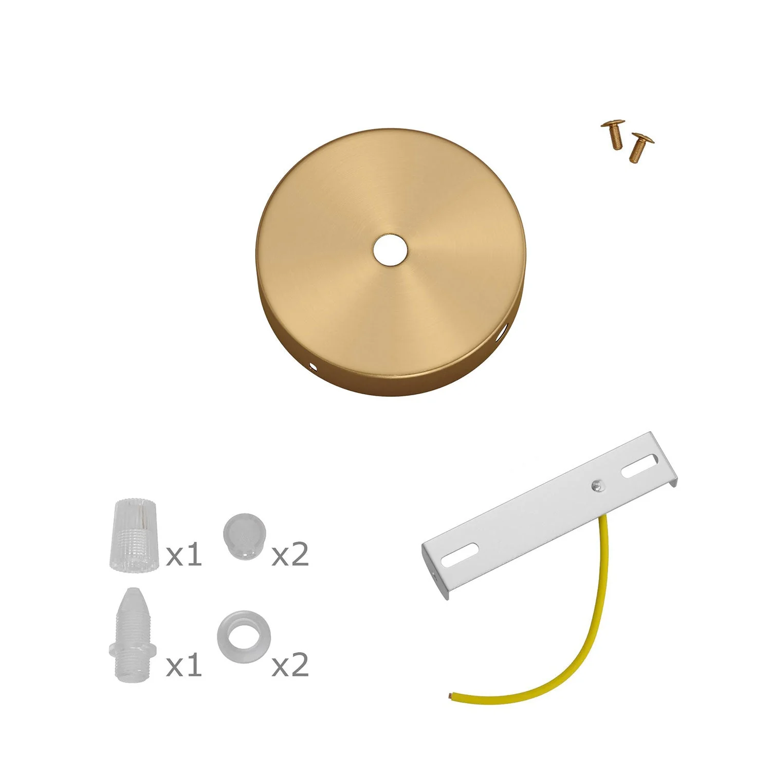 Mini cylindrical ceiling rose kit in metal with 1 central hole and 2 lateral holes - Satin bronze - Image 3