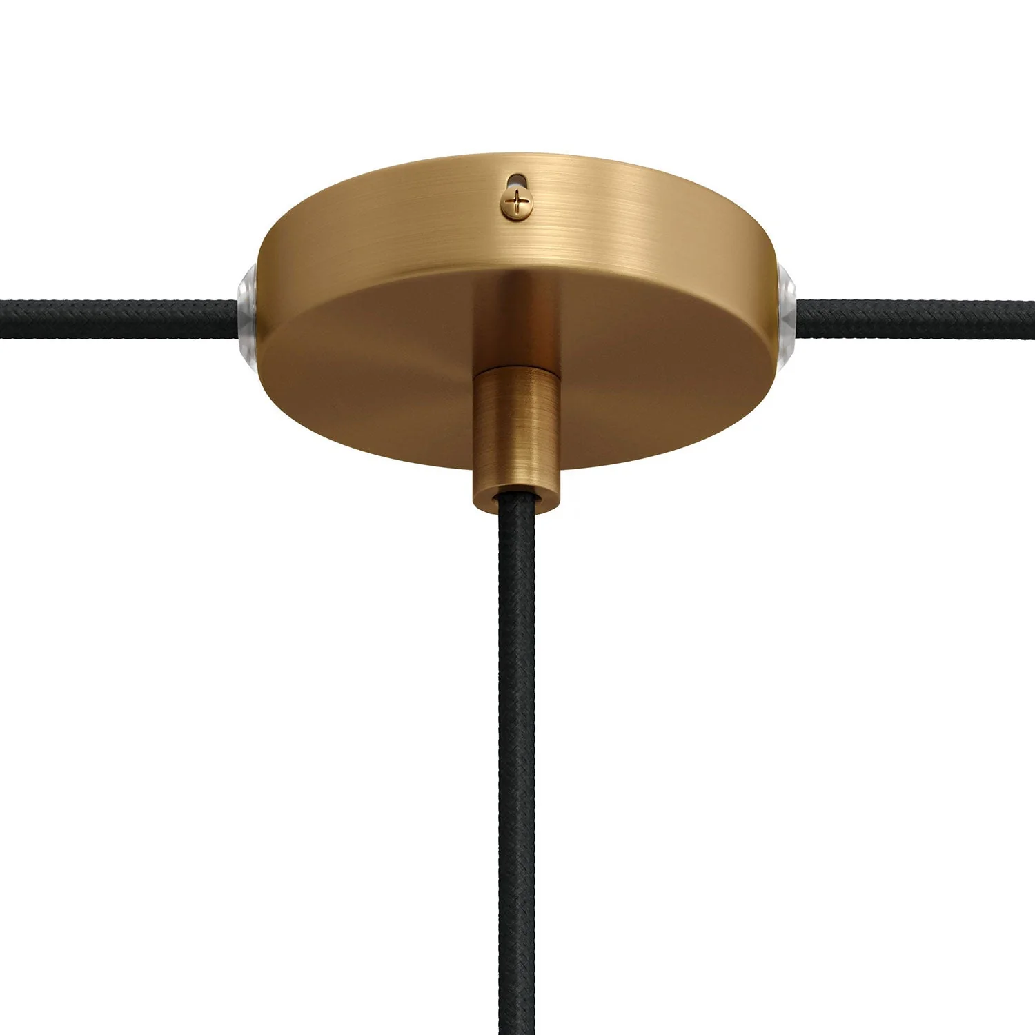 Mini cylindrical ceiling rose kit in metal with 1 central hole and 2 lateral holes - Satin bronze - Image 5