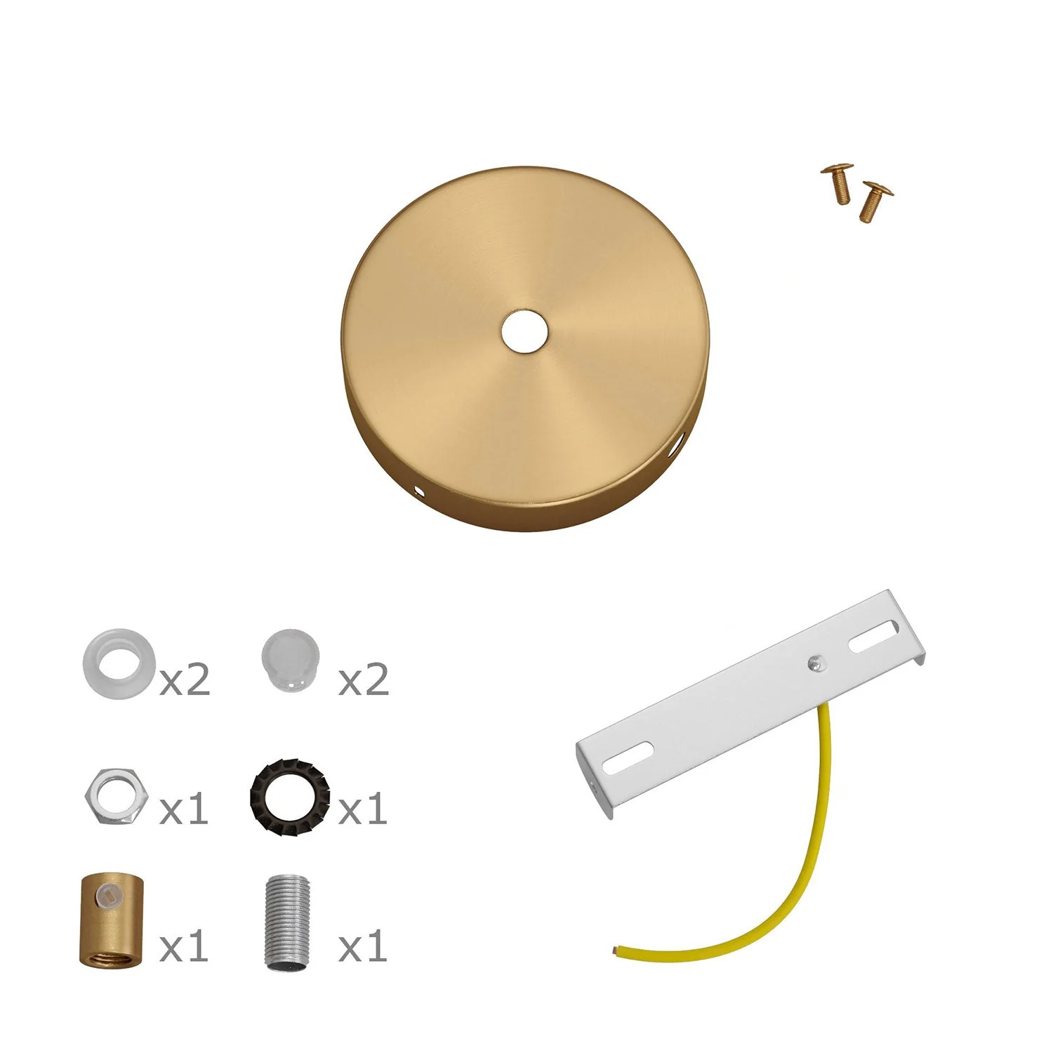 Mini cylindrical ceiling rose kit in metal with 1 central hole and 2 lateral holes - Satin bronze - Image 7