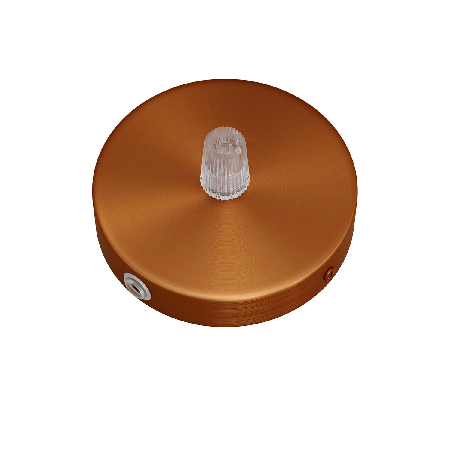 Mini cylindrical ceiling rose kit in metal with 1 central hole and 2 side holes - Satin copper - Image 2