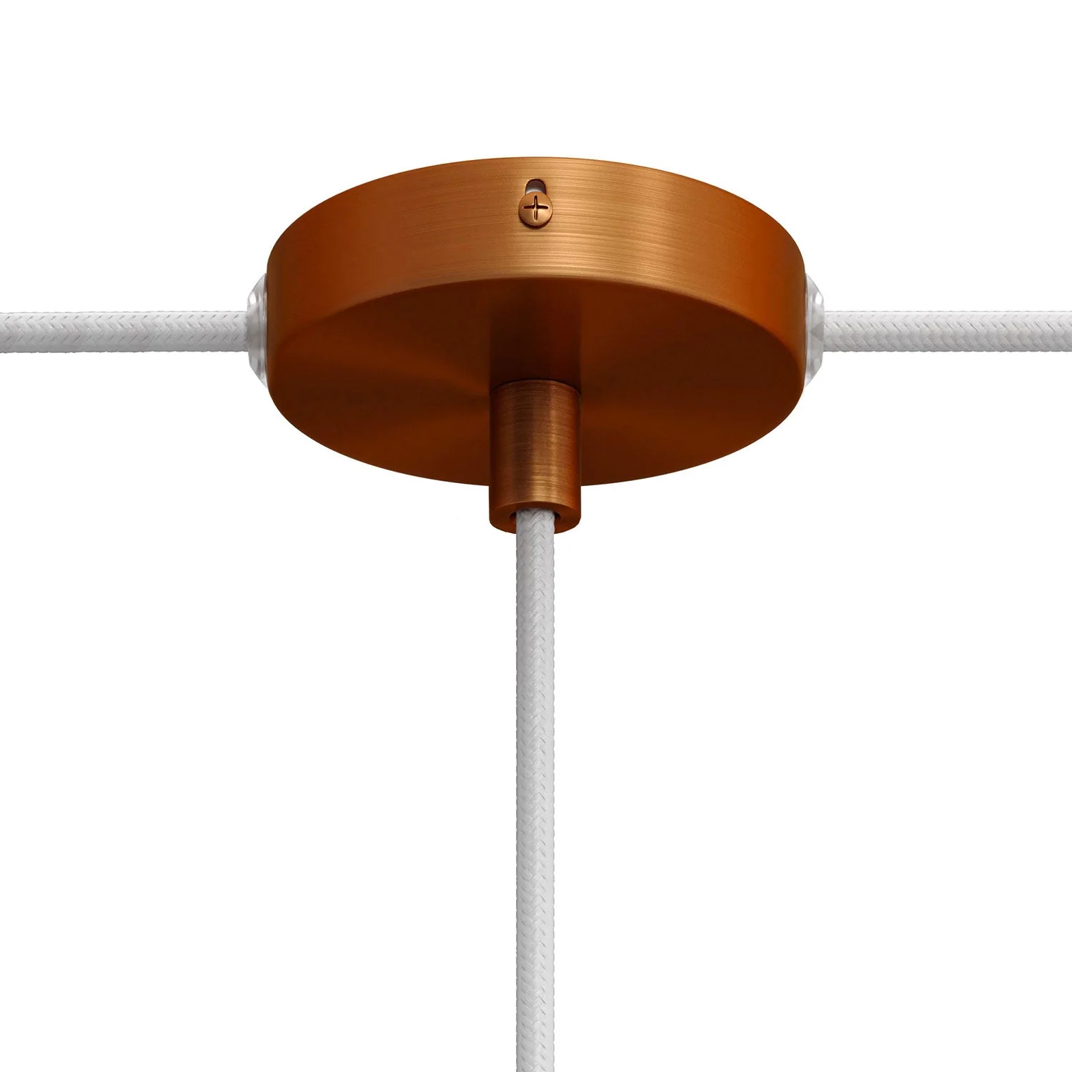 Mini cylindrical ceiling rose kit in metal with 1 central hole and 2 side holes - Satin copper - Image 5