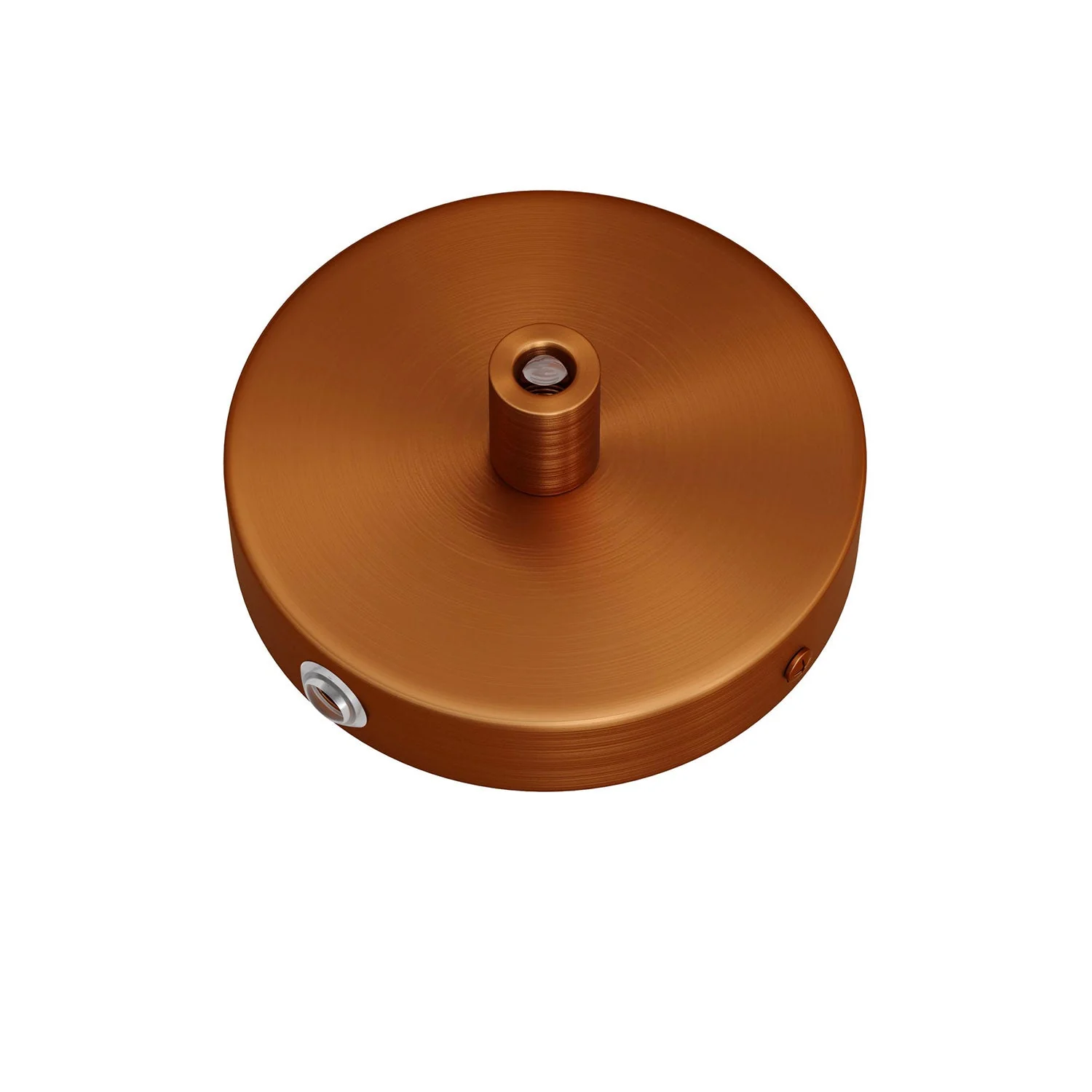 Mini cylindrical ceiling rose kit in metal with 1 central hole and 2 side holes - Satin copper - Image 6