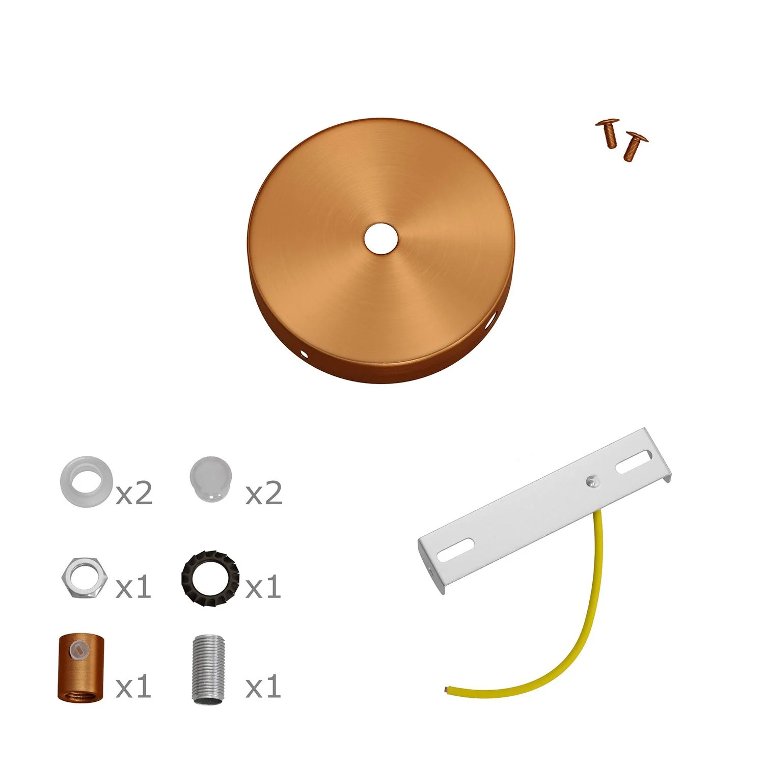 Mini cylindrical ceiling rose kit in metal with 1 central hole and 2 side holes - Satin copper - Image 7