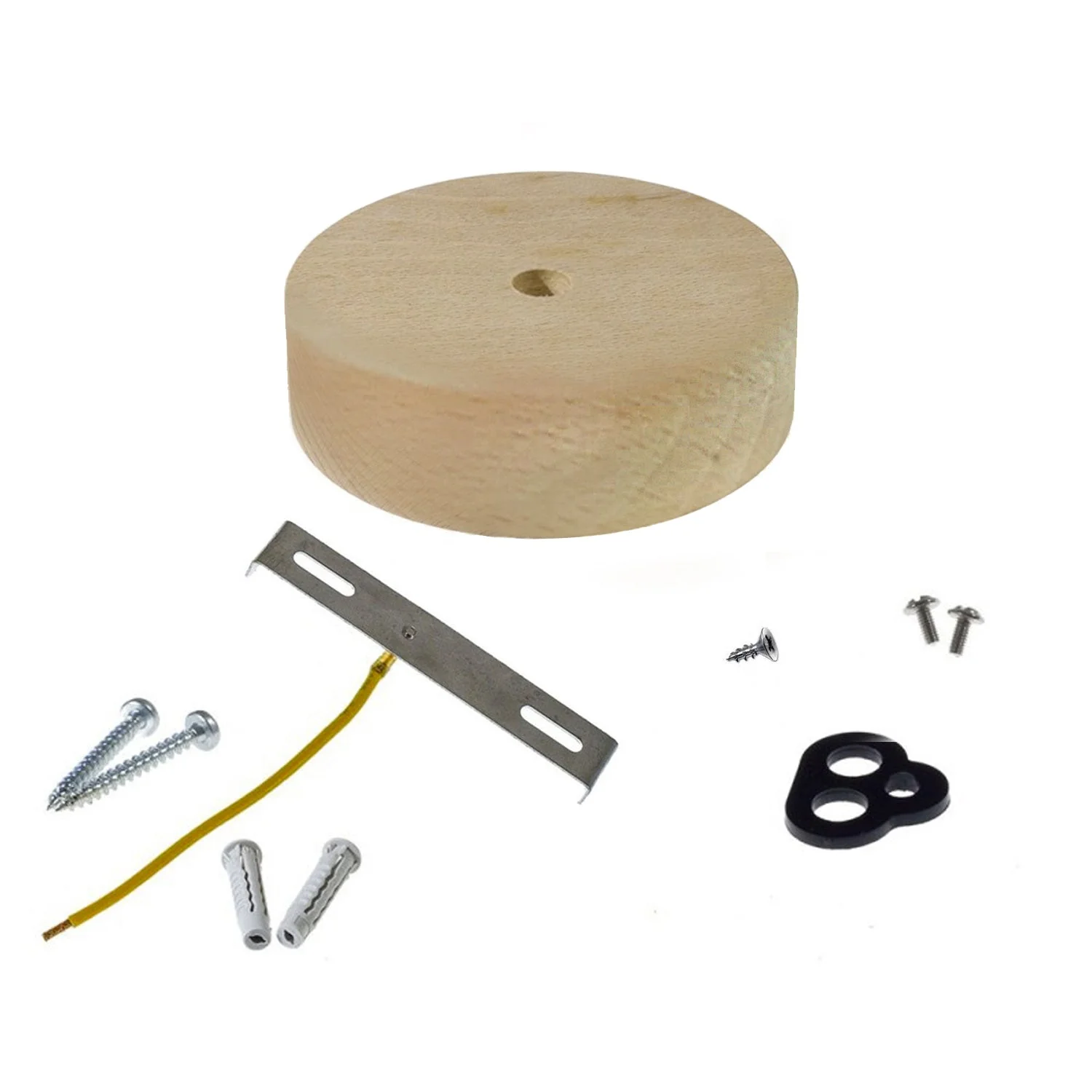 Mini cylindrical wooden ceiling rose kit with 1 central hole - Neutral - Image 3