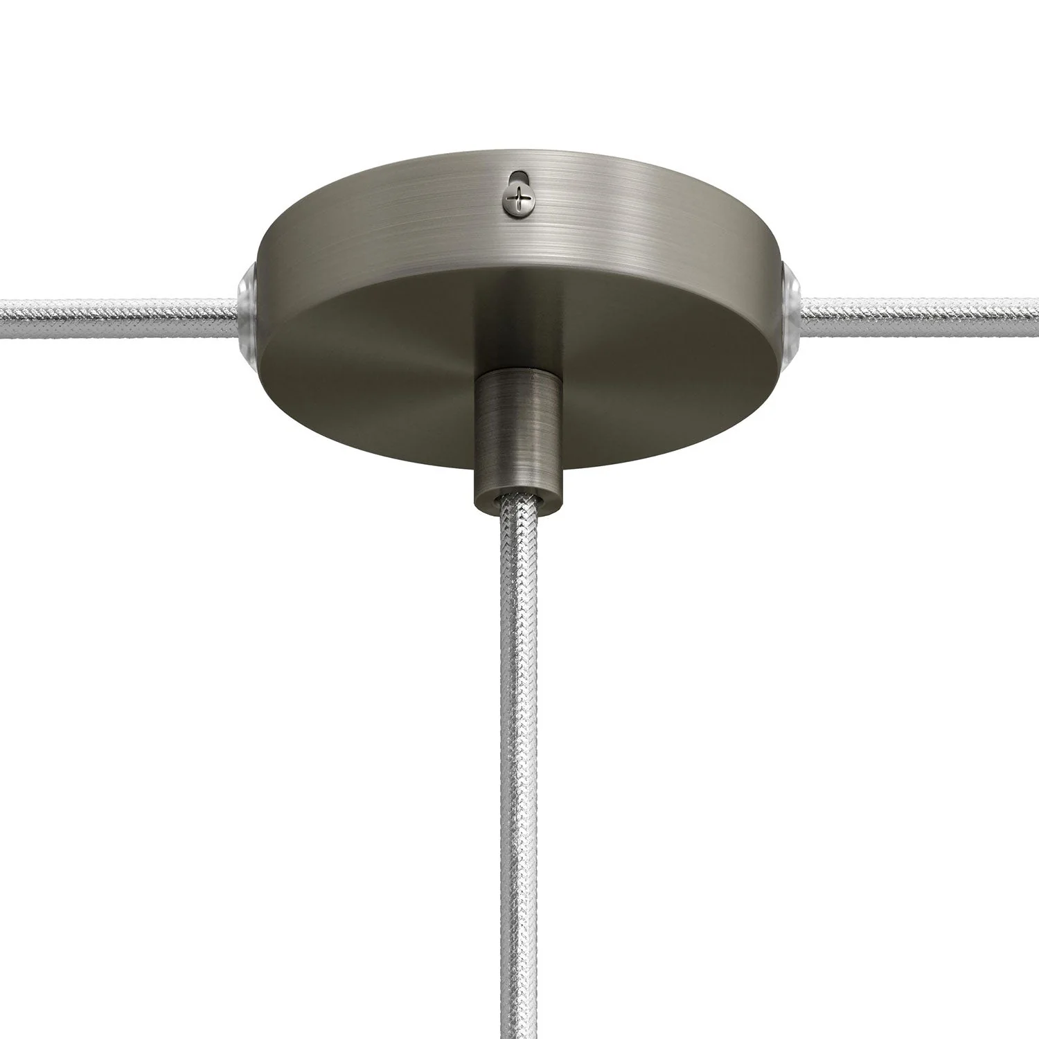 Mini cylindrical ceiling rose kit in metal with 1 central hole and 2 side holes - Satin titanium - Image 5