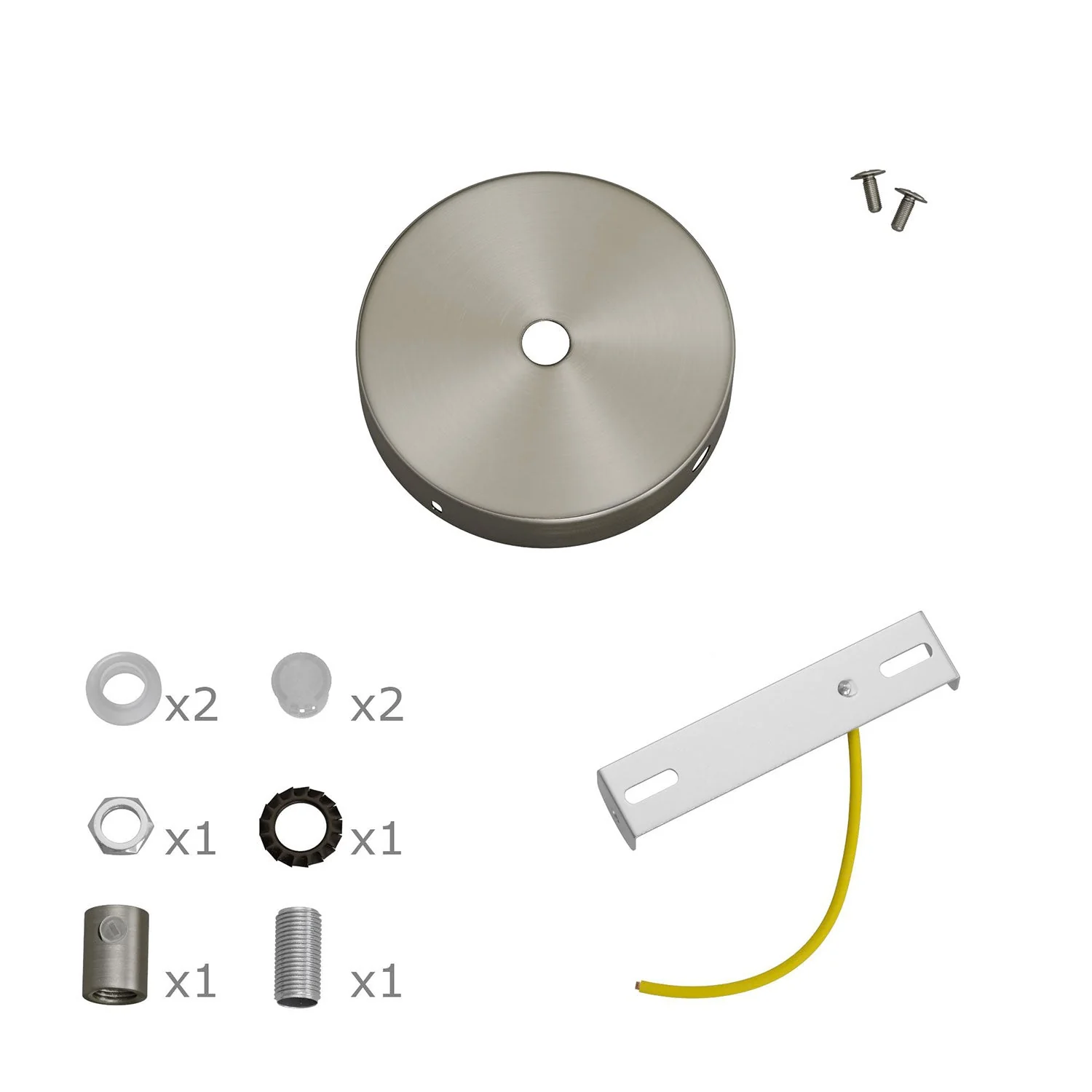 Mini cylindrical ceiling rose kit in metal with 1 central hole and 2 side holes - Satin titanium - Image 7