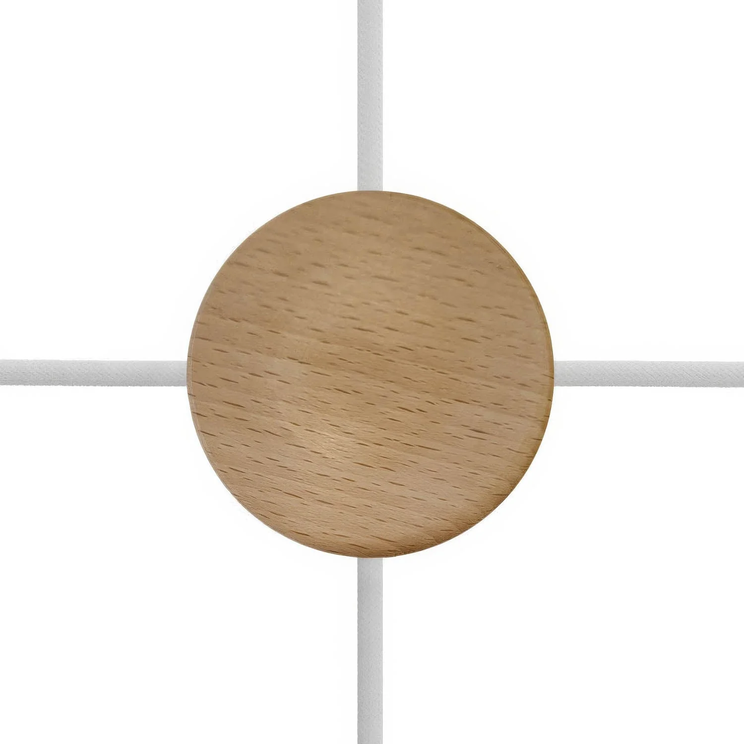 Mini cylindrical wooden ceiling rose kit with 4 side holes (junction box) - Neutral