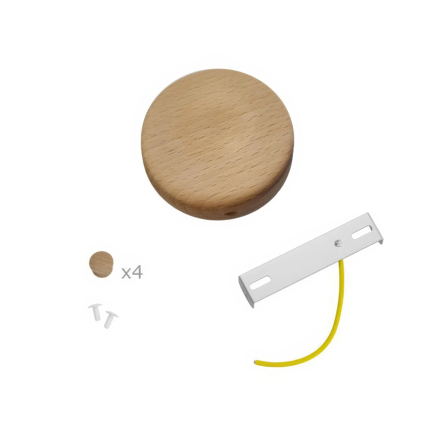 Mini cylindrical wooden ceiling rose kit with 4 side holes (junction box) - Neutral - Image 3