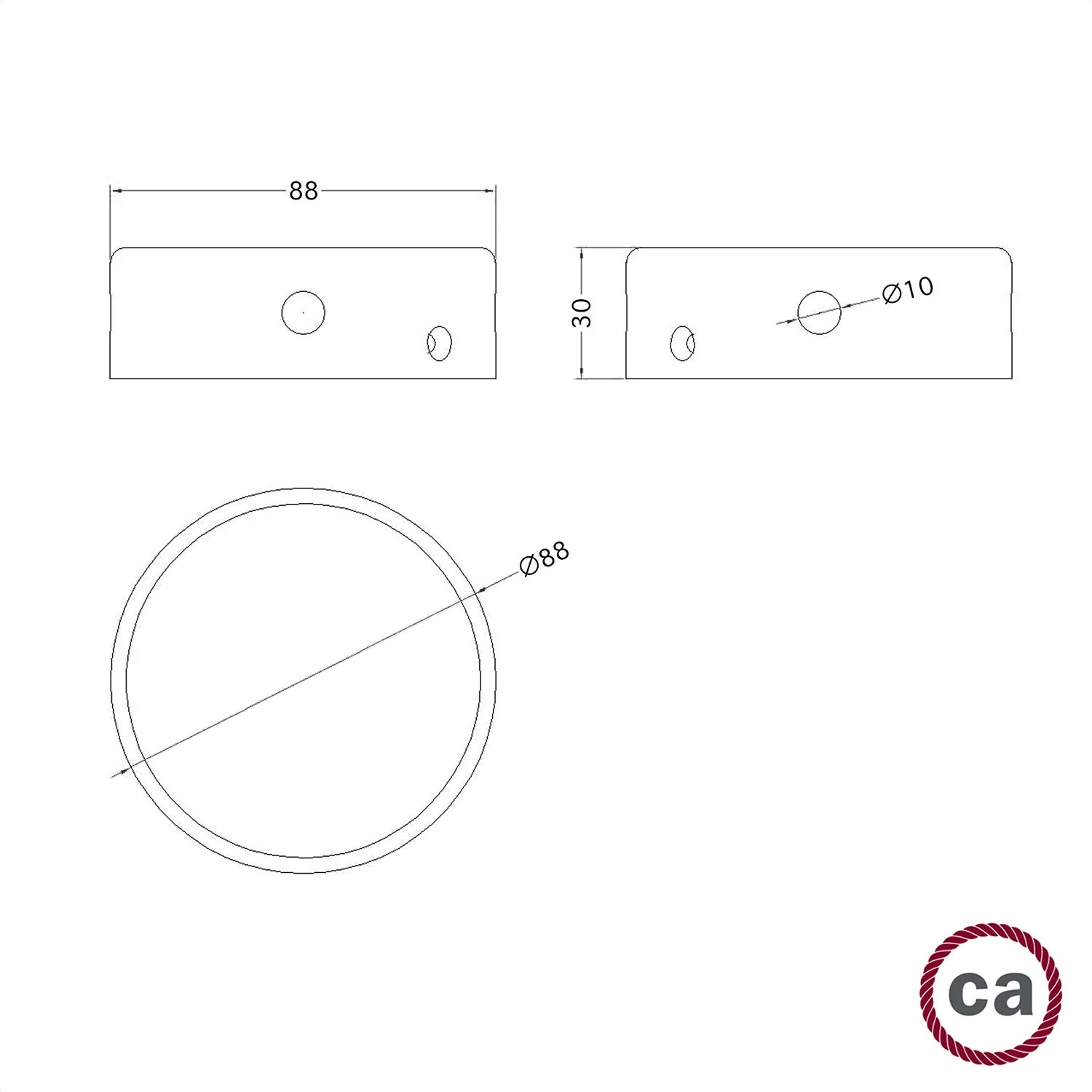 Mini cylindrical wooden ceiling rose kit with 4 side holes (junction box) - Neutral - Image 4