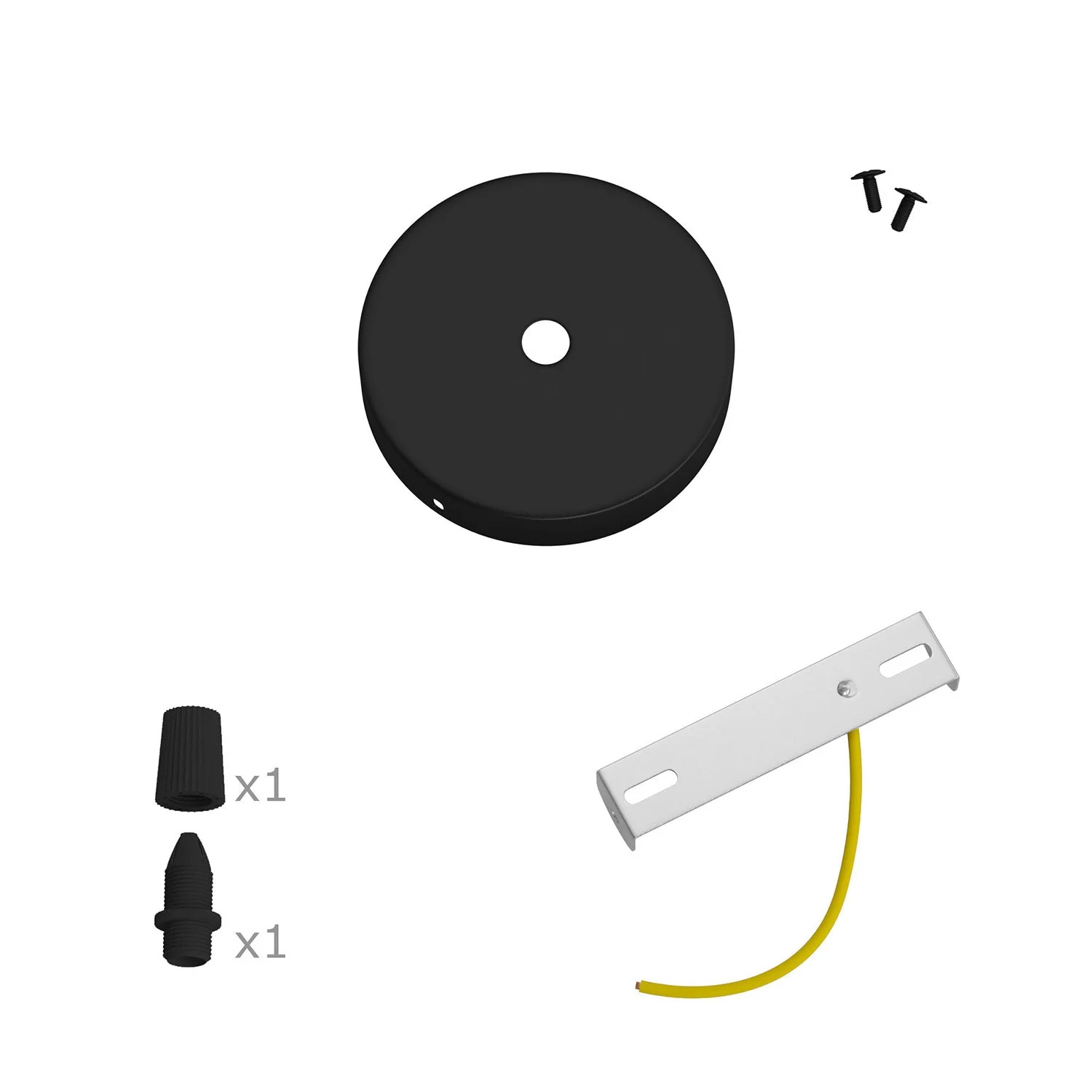 Mini cylindrical metal ceiling rose kit with 1 central hole - Black - Image 3