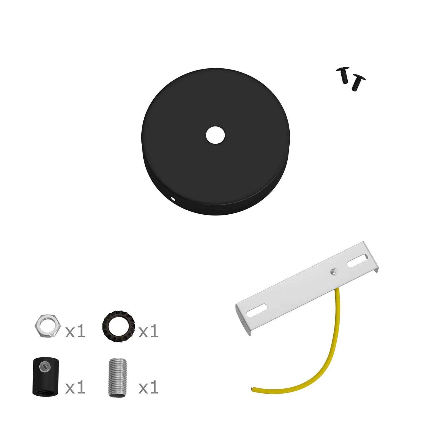 Mini cylindrical metal ceiling rose kit with 1 central hole - Black - Image 7