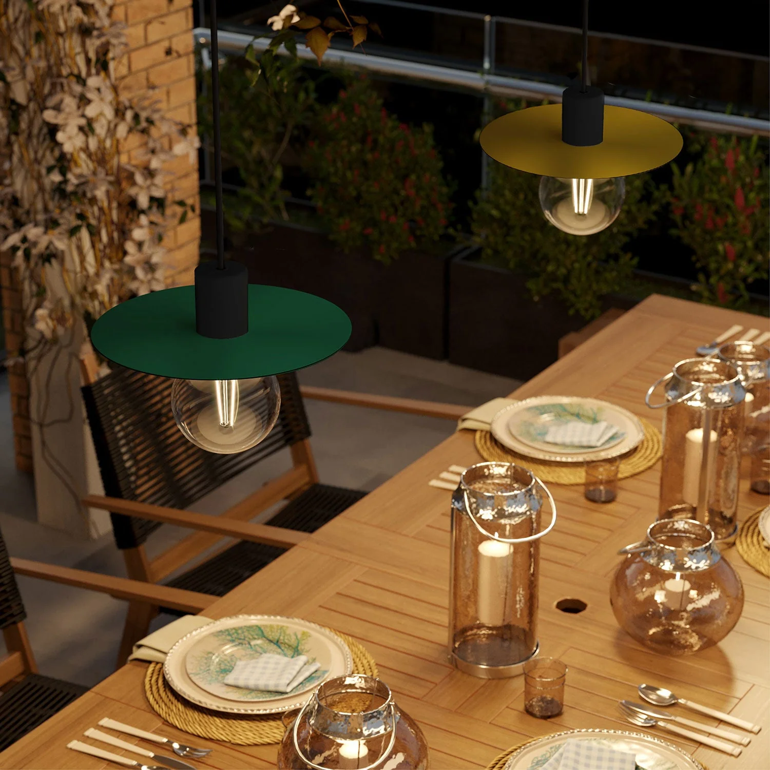 Mini Ellepì 'Solid Color' plate Light Green and Lemon Yellow for lamps, diameter 24 cm - Made in Italy - Image 2