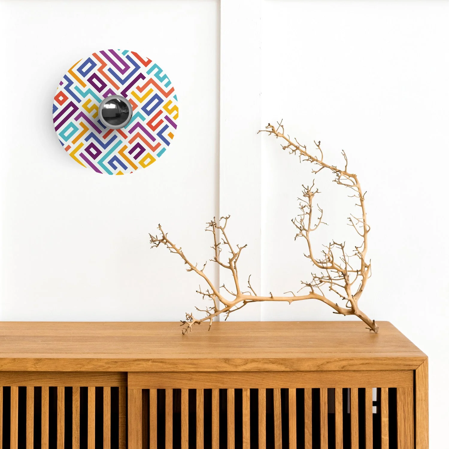 Mini flat Ellepì lampshade with 'Kaleidoscope' geometric designs Geometry 2, diameter 24 cm - Made in Italy - Image 2