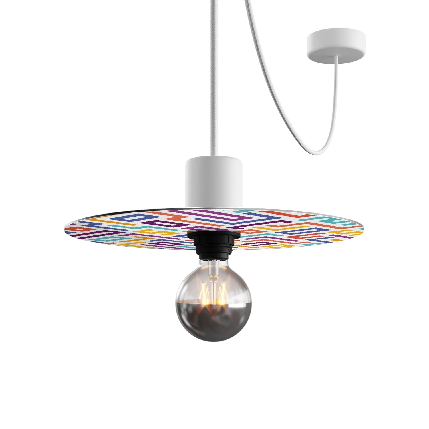 Mini flat Ellepì lampshade with 'Kaleidoscope' geometric designs Geometry 2, diameter 24 cm - Made in Italy - Image 4