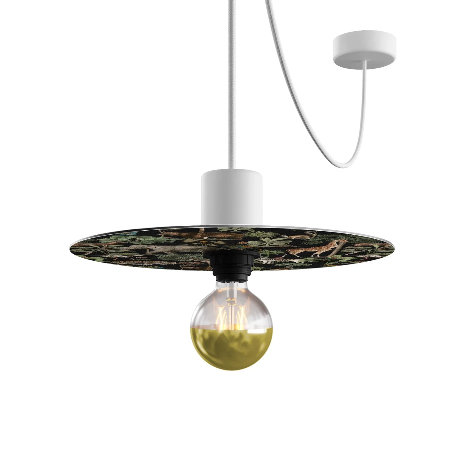 Mini flat Ellepì lampshade with jungle animals 'Wildlife Whispers' Jungle Animals, diameter 24 cm - Made in Italy - Image 4