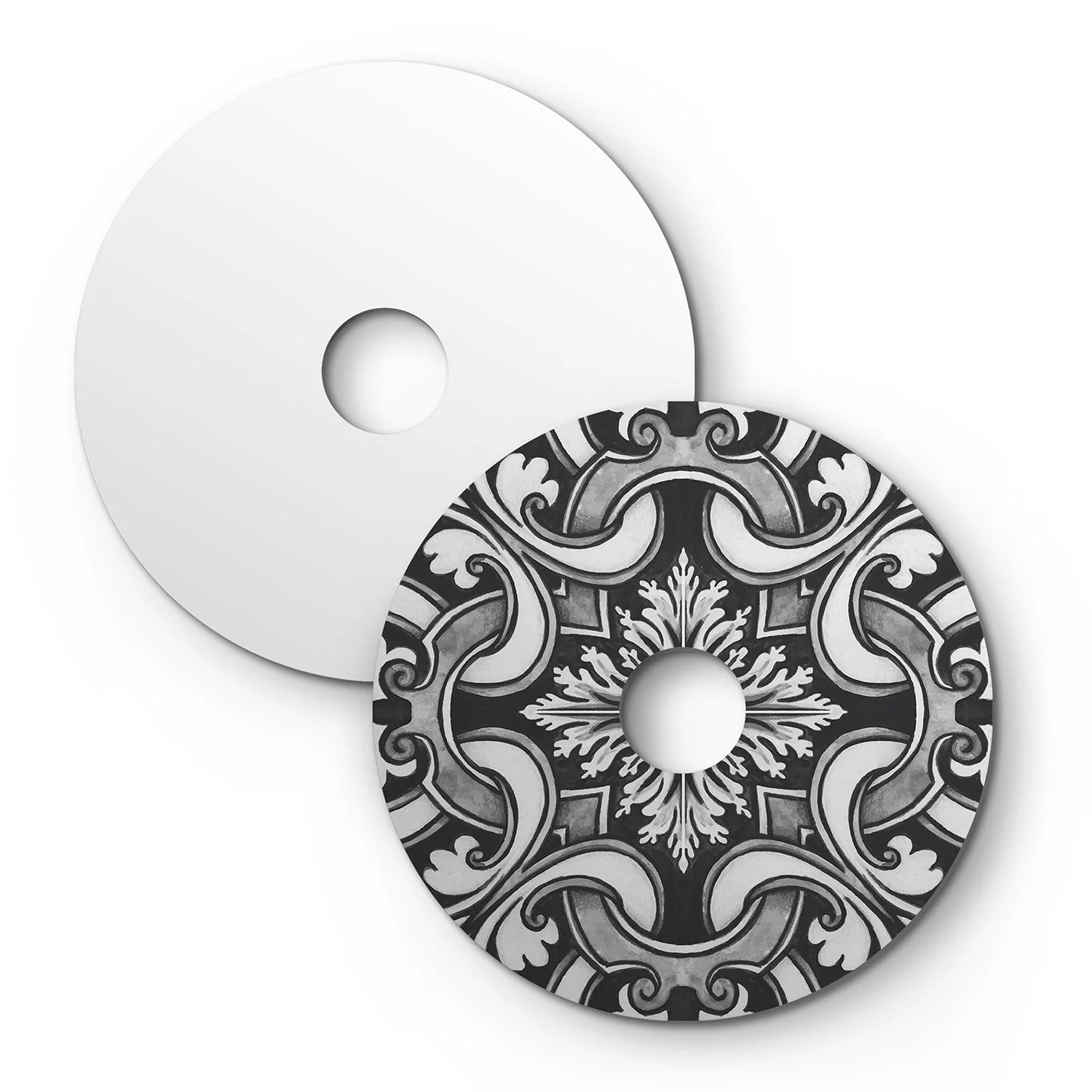 Mini Ellepì 'Maioliche' Black and White plate for lamps, diameter 24 cm - Made in Italy