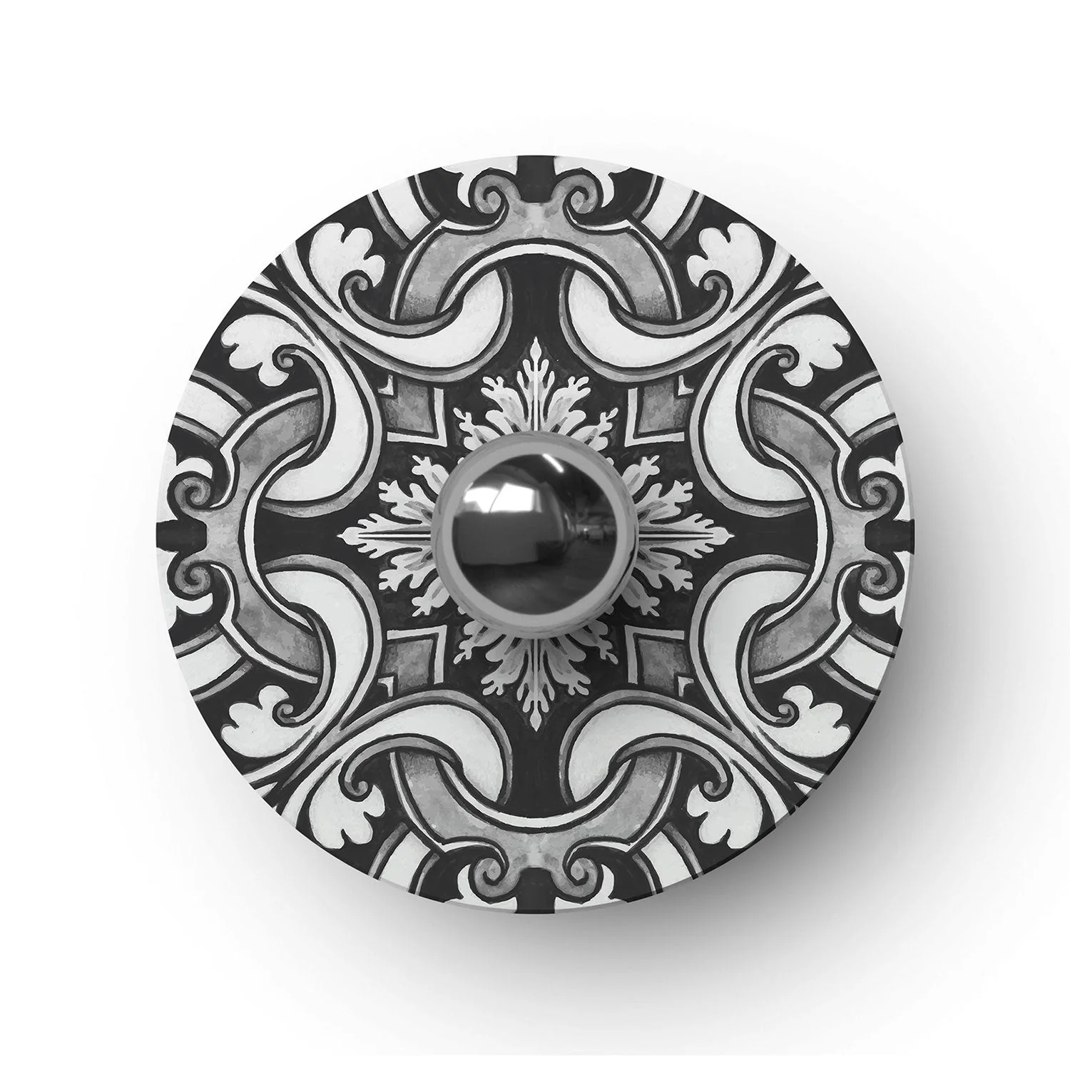 Mini Ellepì 'Maioliche' Black and White plate for lamps, diameter 24 cm - Made in Italy - Image 3