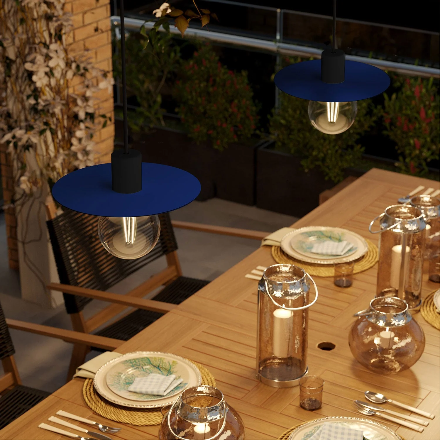 Mini Ellepì 'Solid Color' blue plate for lamps, diameter 24 cm - Made in Italy - Image 2