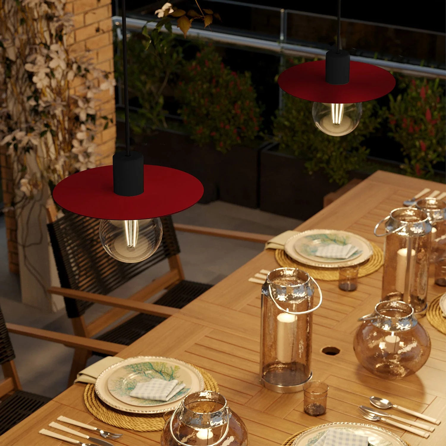Mini Ellepì 'Solid Color' plate Red for lamps, 24 cm diameter - Made in Italy - Image 2