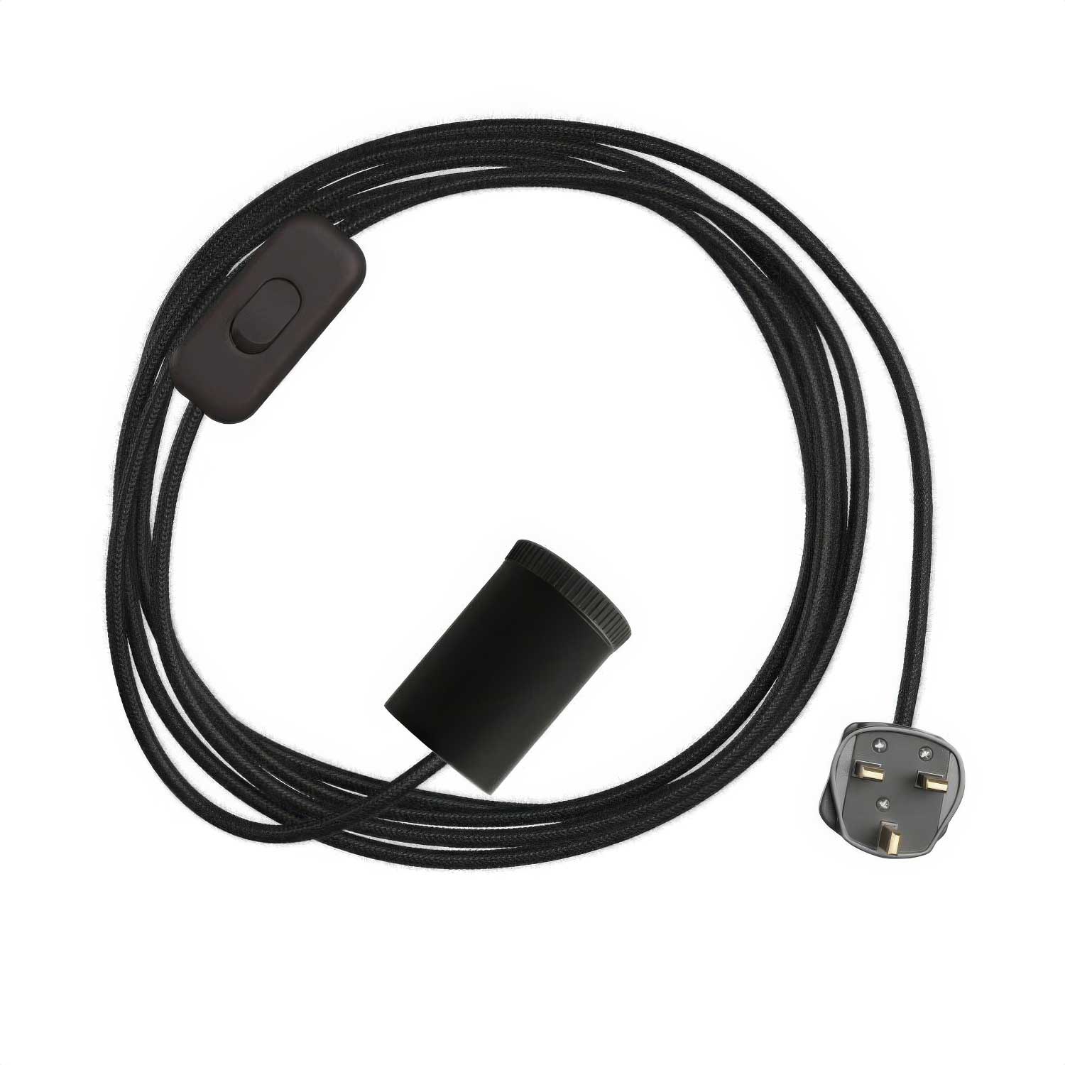 Mini Spotlight GU1d0 lamp with SnakeBis wiring and UK plug - Black