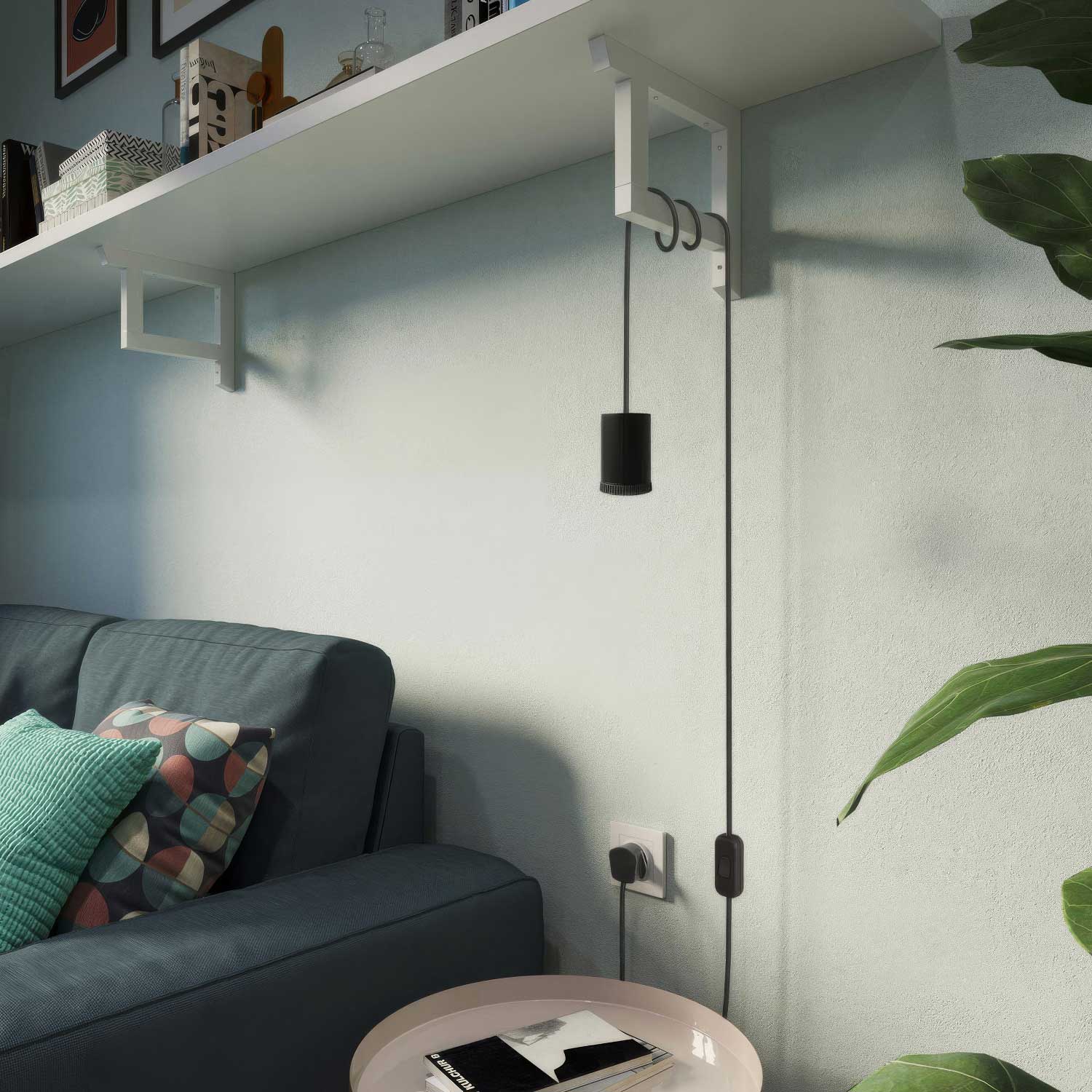 Mini Spotlight GU1d0 lamp with SnakeBis wiring and UK plug - Black - Image 2