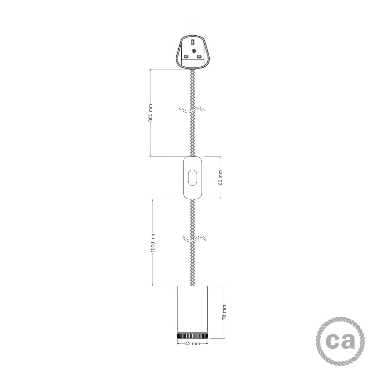 Mini Spotlight GU1d0 lamp with SnakeBis wiring and UK plug - Black - Image 5