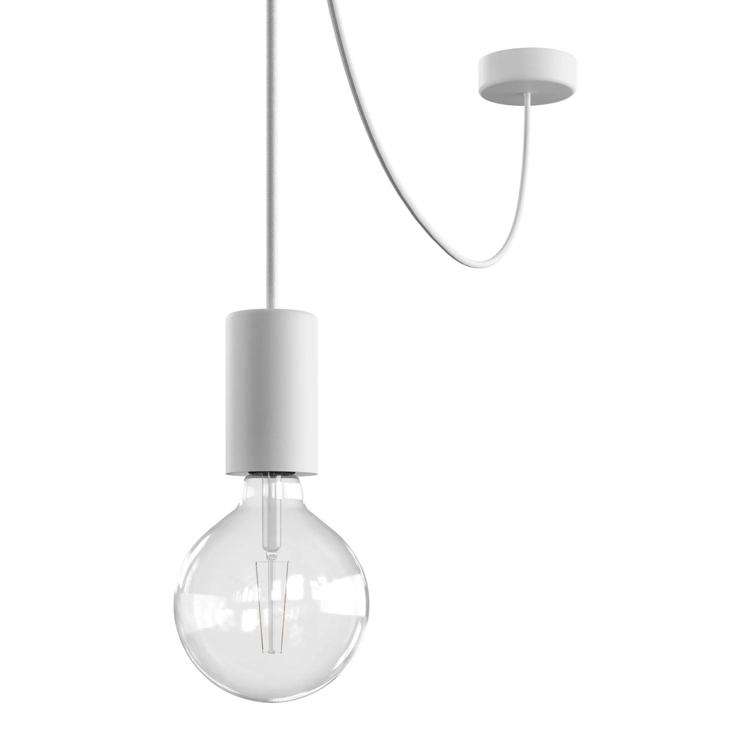 Modulair ELEGANT Outdoor lamp with 5 m fabric cable, cable adjuster, ceiling rose and IP65 waterproof lamp holder - White