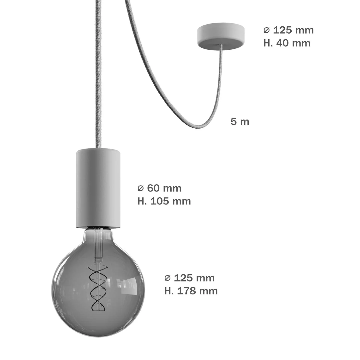 Modulair ELEGANT Outdoor lamp with 5 m fabric cable, cable adjuster, ceiling rose and IP65 waterproof lamp holder - White - Image 6