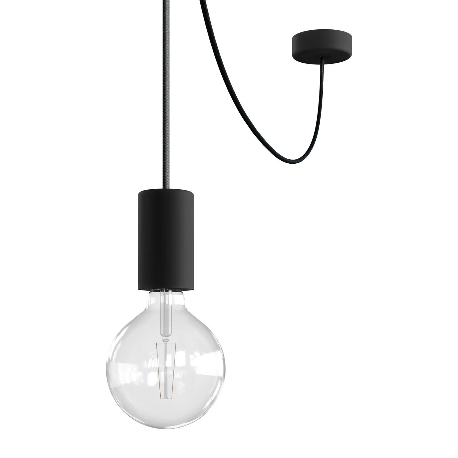 Modulair ELEGANT Outdoor lamp with 5 m textile cable, cable weight, ceiling rose and IP65 waterproof lamp holder - Black