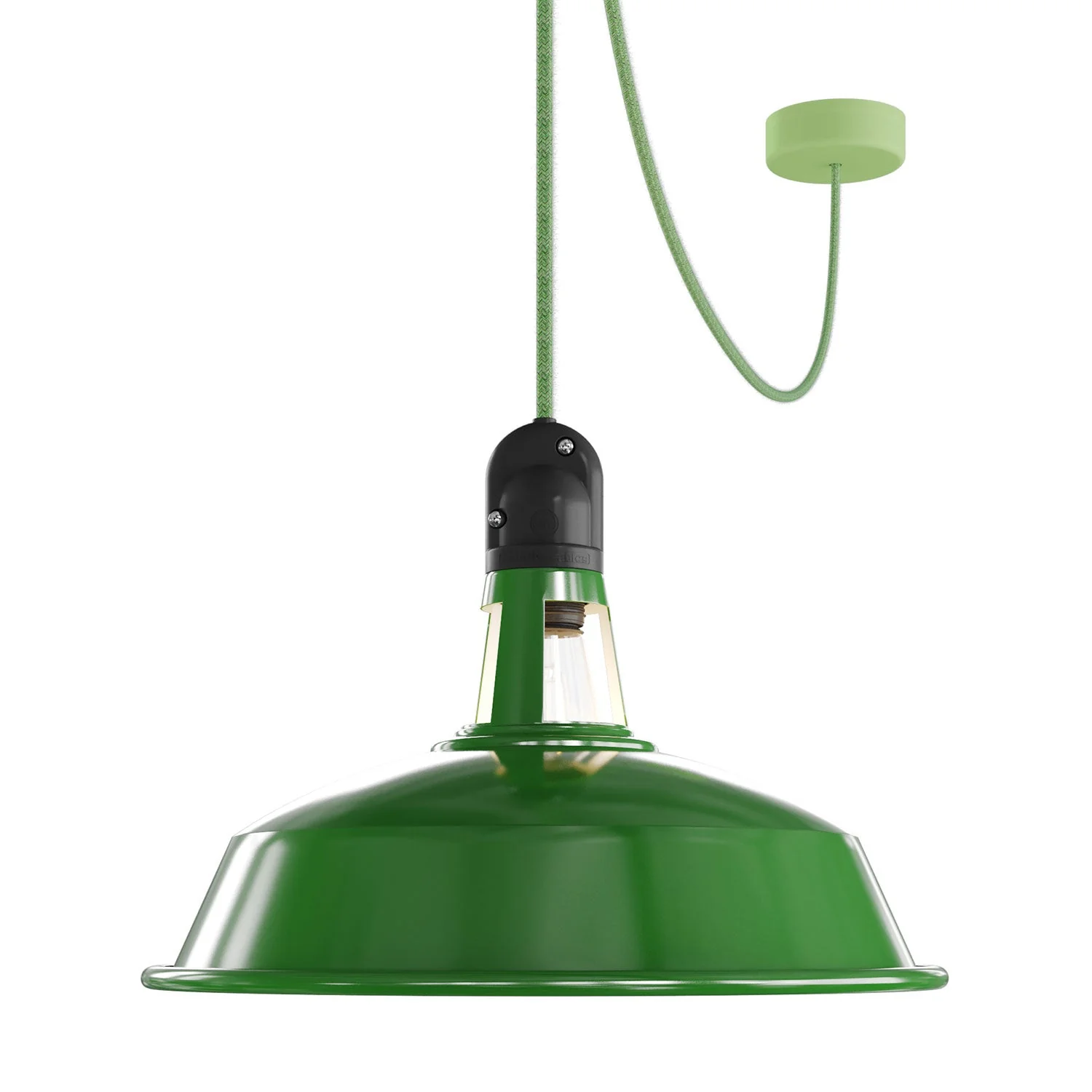 Modulair ELEGANT outdoor lamp with lampshade, 5 m cable, silicone ceiling rose and IP65 waterproof lamp holder - Green