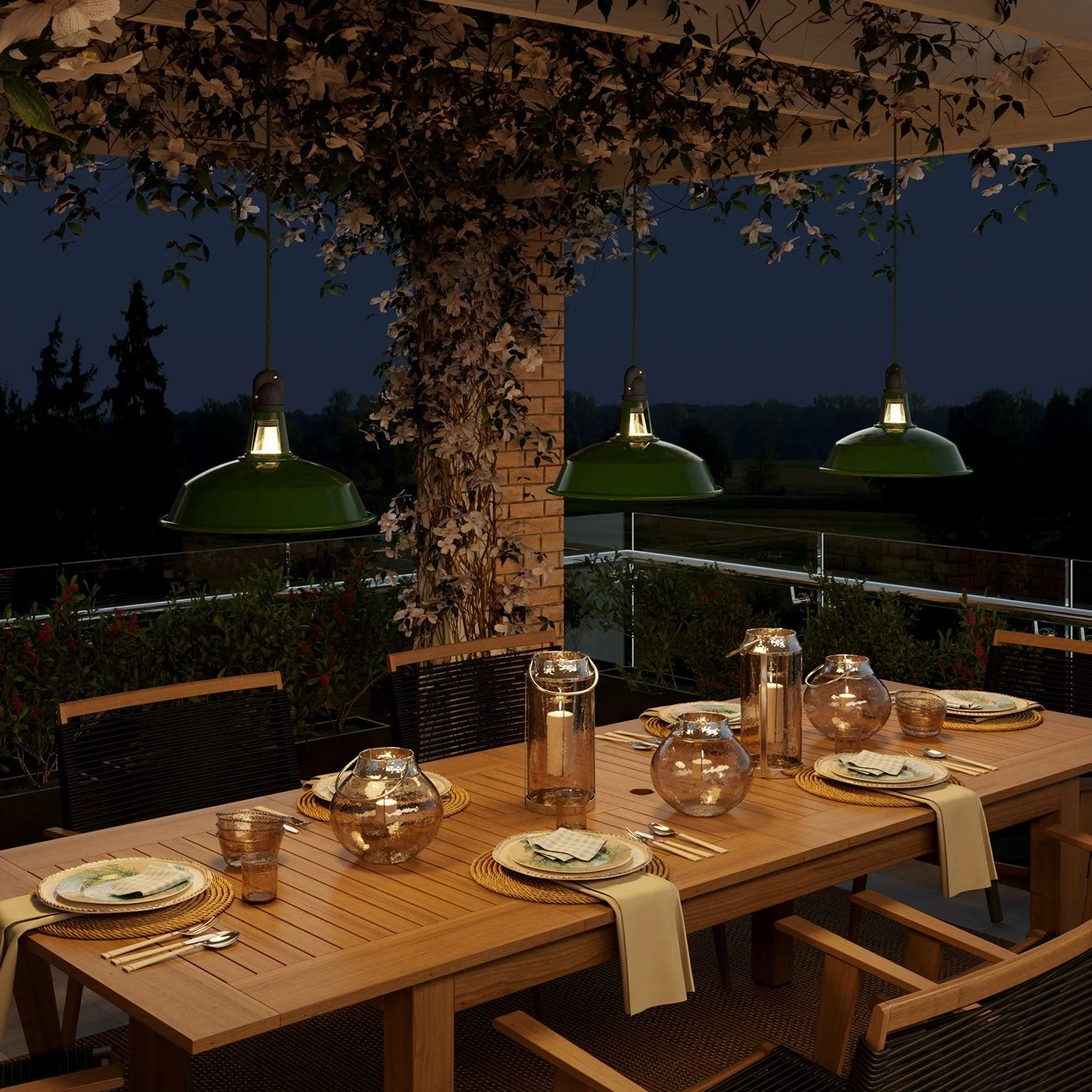 Modulair ELEGANT outdoor lamp with lampshade, 5 m cable, silicone ceiling rose and IP65 waterproof lamp holder - Green - Image 3